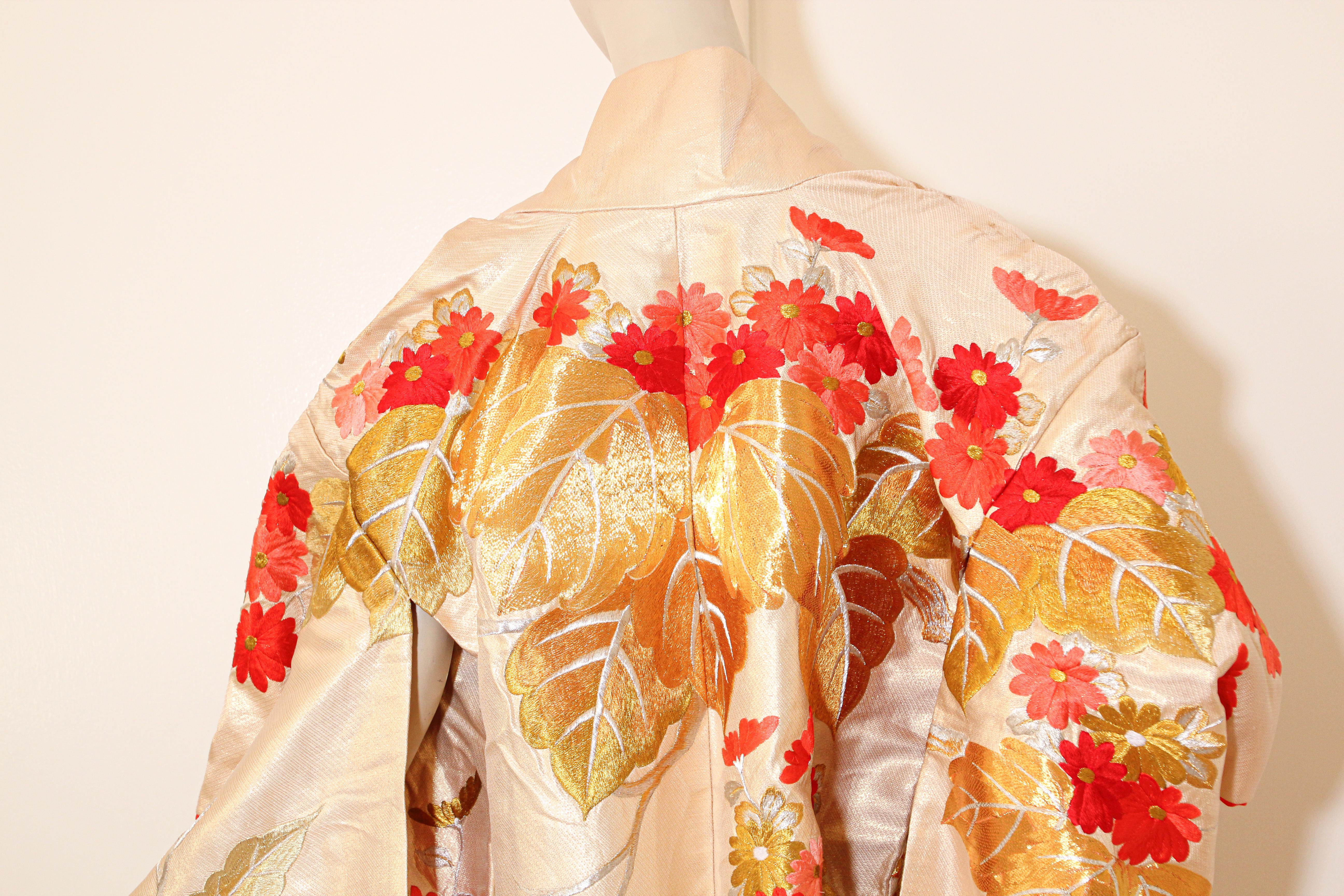 Japonisme Vintage Silk Brocade Japanese Ceremonial Wedding Kimono