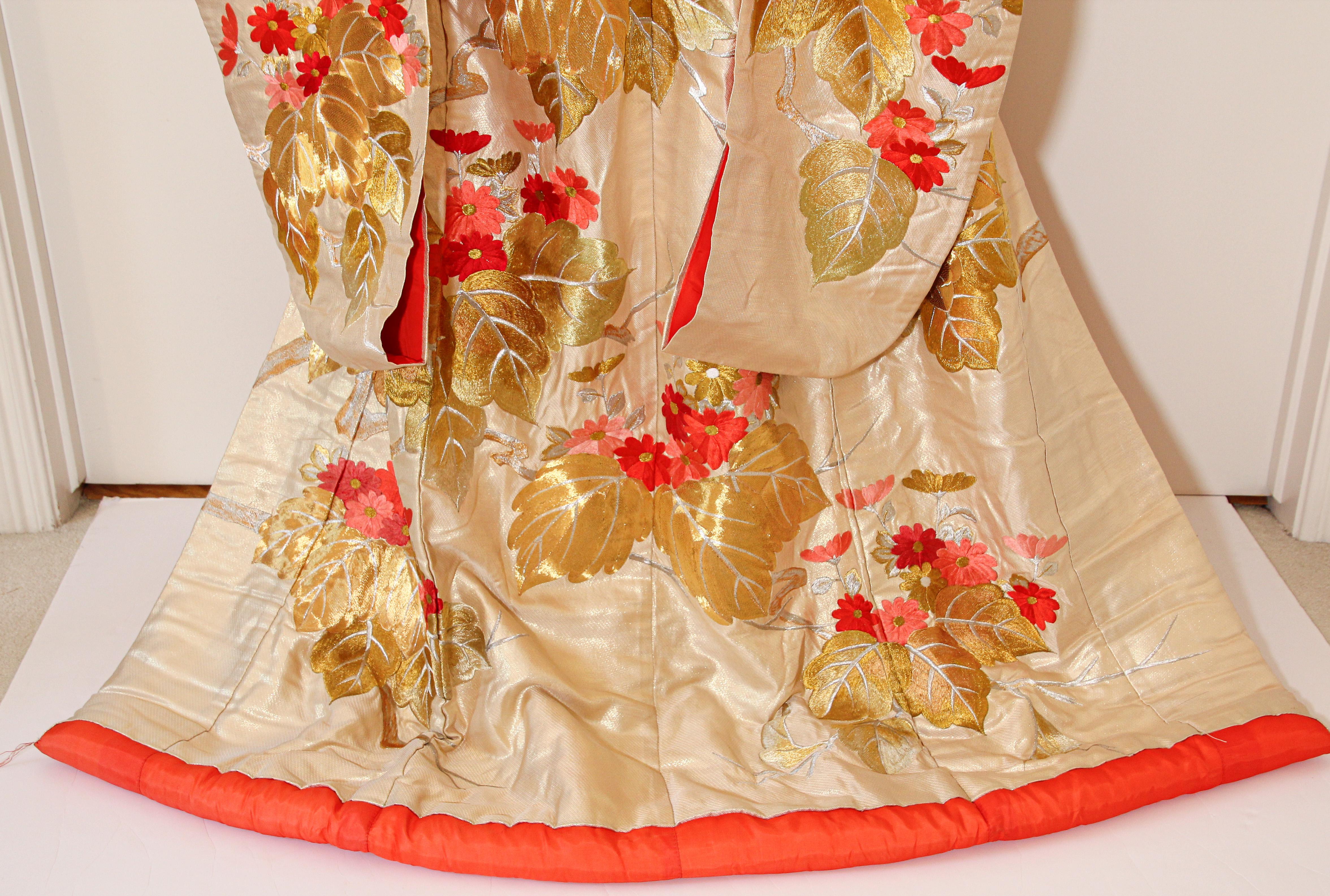 Hand-Crafted Vintage Silk Brocade Japanese Ceremonial Wedding Kimono