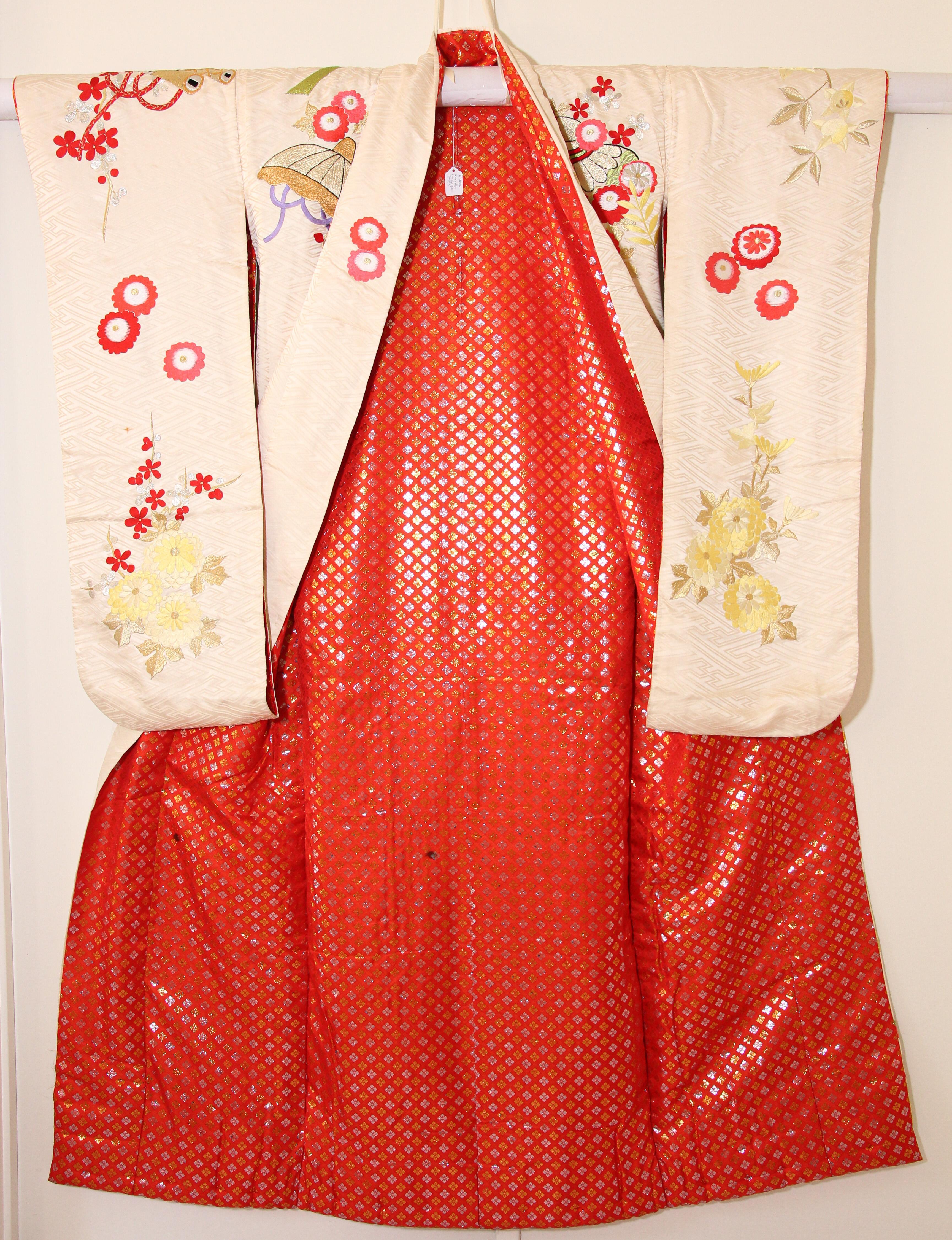 Vintage Kimono Silk Brocade Japanese Wedding Gown 9