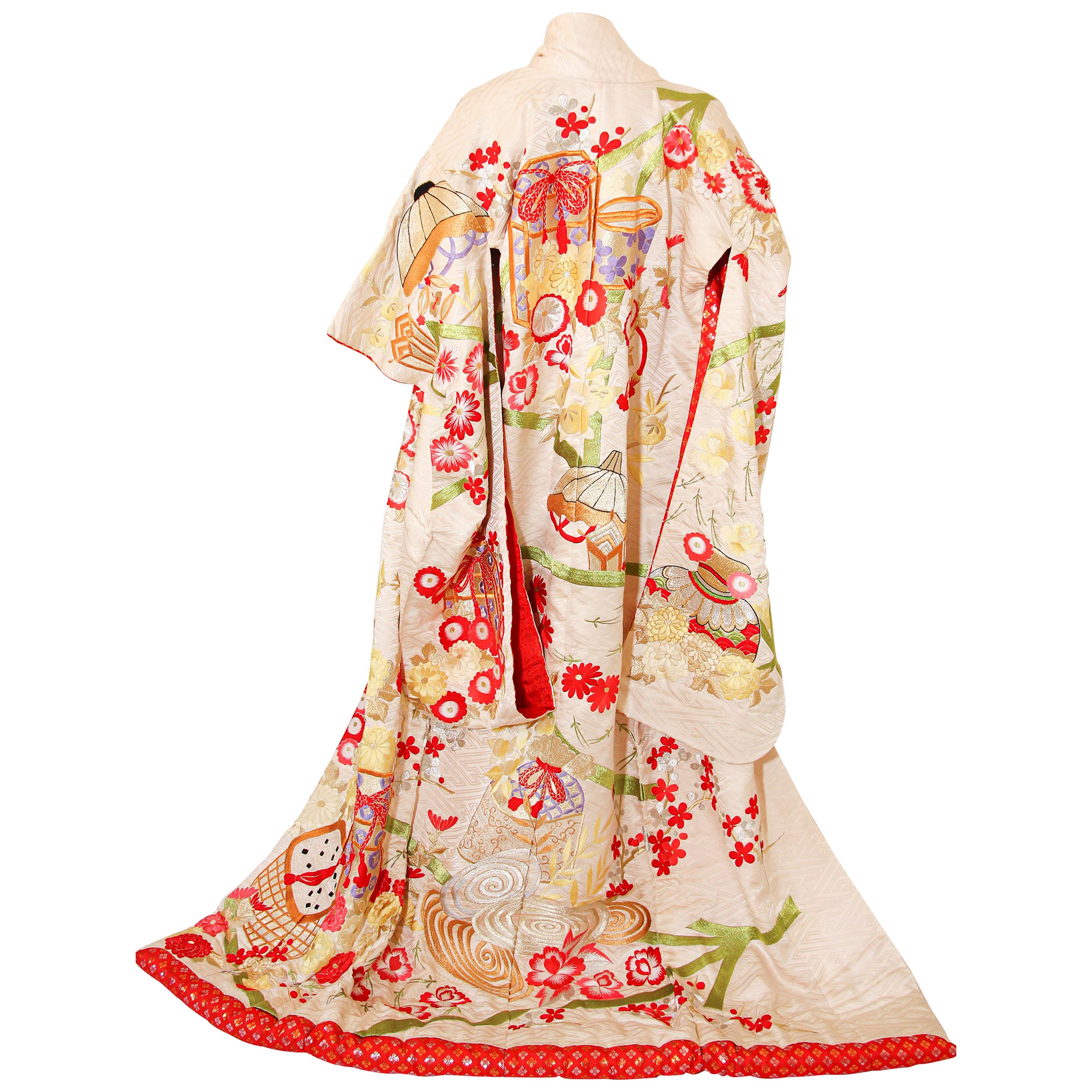 Vintage Silk Brocade Japanese Wedding Kimono