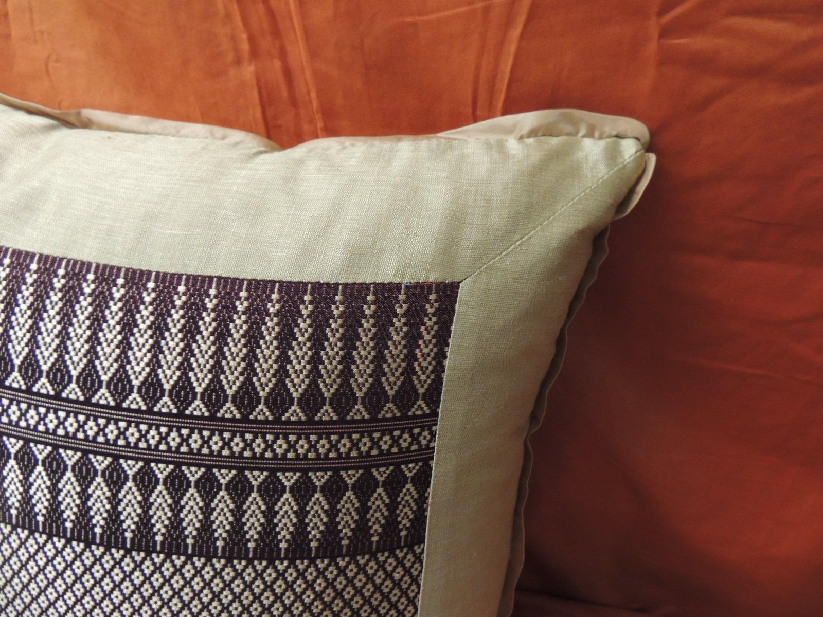 Moorish Vintage Silk Burgundy and Gold Woven Textile Square Decorative Pillow