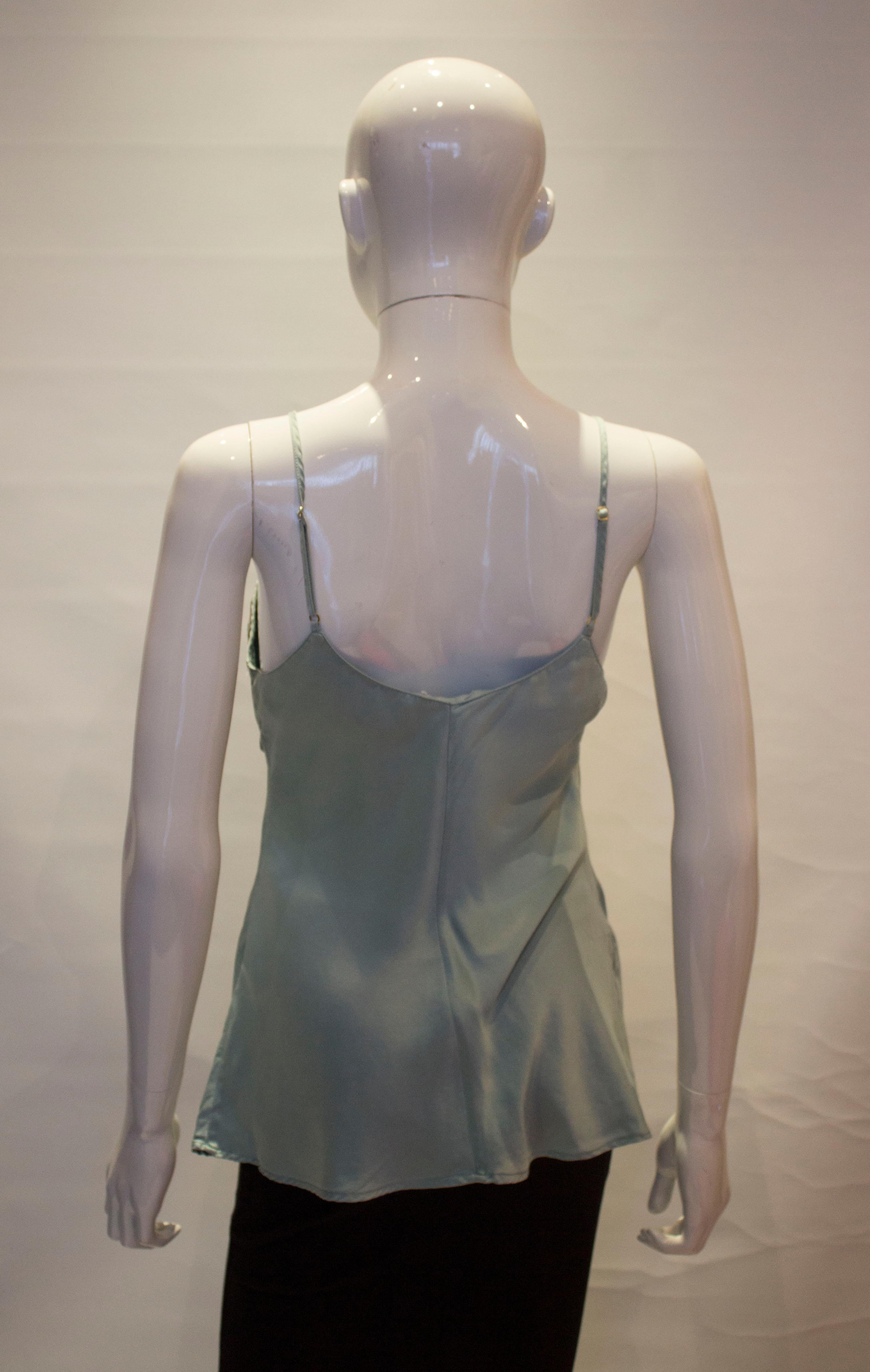 Vintage Silk Cami Top with Lace Detail In Good Condition For Sale In London, GB