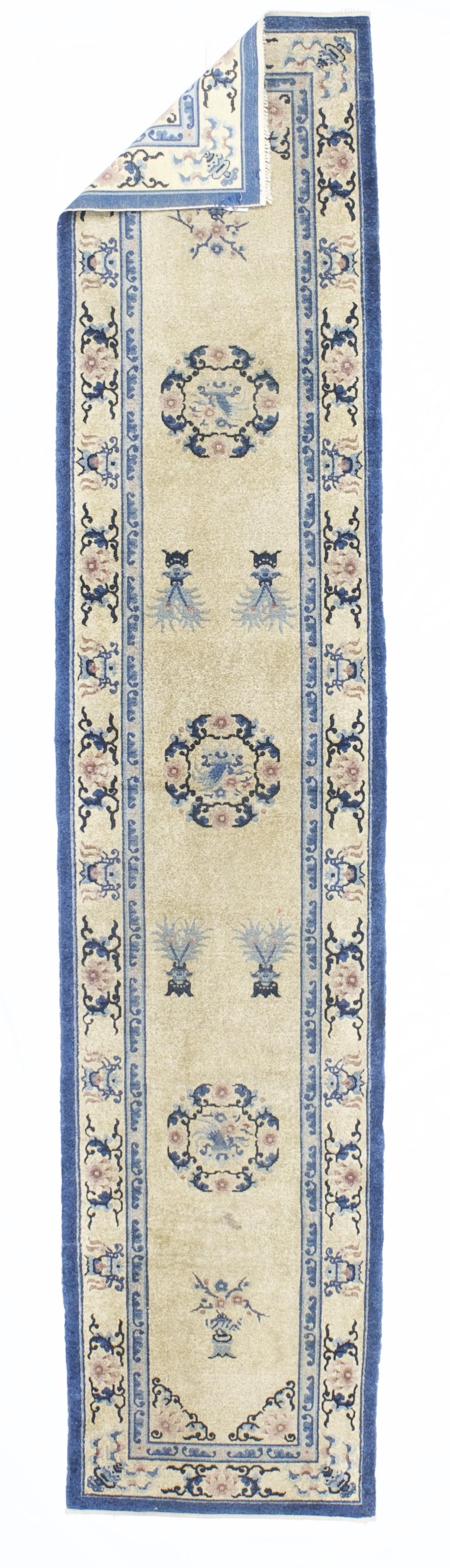 Runner cinese in seta vintage 2'4' X 10'11