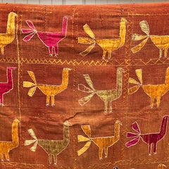 Vintage Silk Embroidered Peacocks on a Phulkari Wedding Shawl, Punjab, India