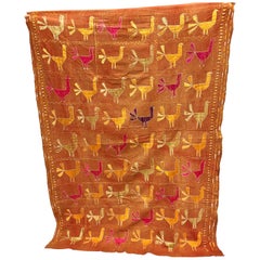 Vintage Silk Embroidered Peacocks on a Phulkari Wedding Shawl, Punjab, India