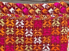 Vintage Silk Embroidered Phulkari Wedding Shawl from Punjab, India