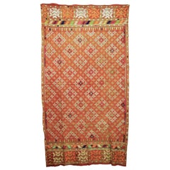 Vintage Silk Embroidered Phulkari Wedding Shawl from Punjab, India