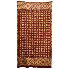 Vintage Silk Embroidered Phulkari Wedding Shawl from Punjab, India