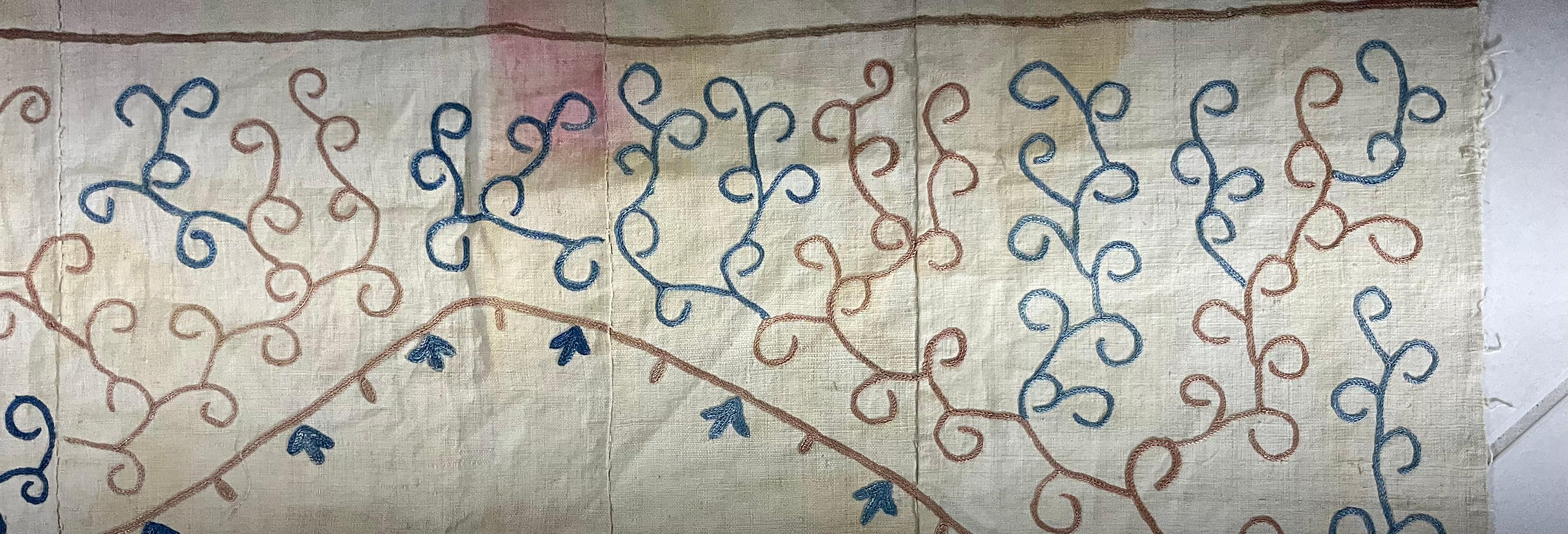 Vintage  Silk Embroidery Suzani Textile In Fair Condition For Sale In Delray Beach, FL