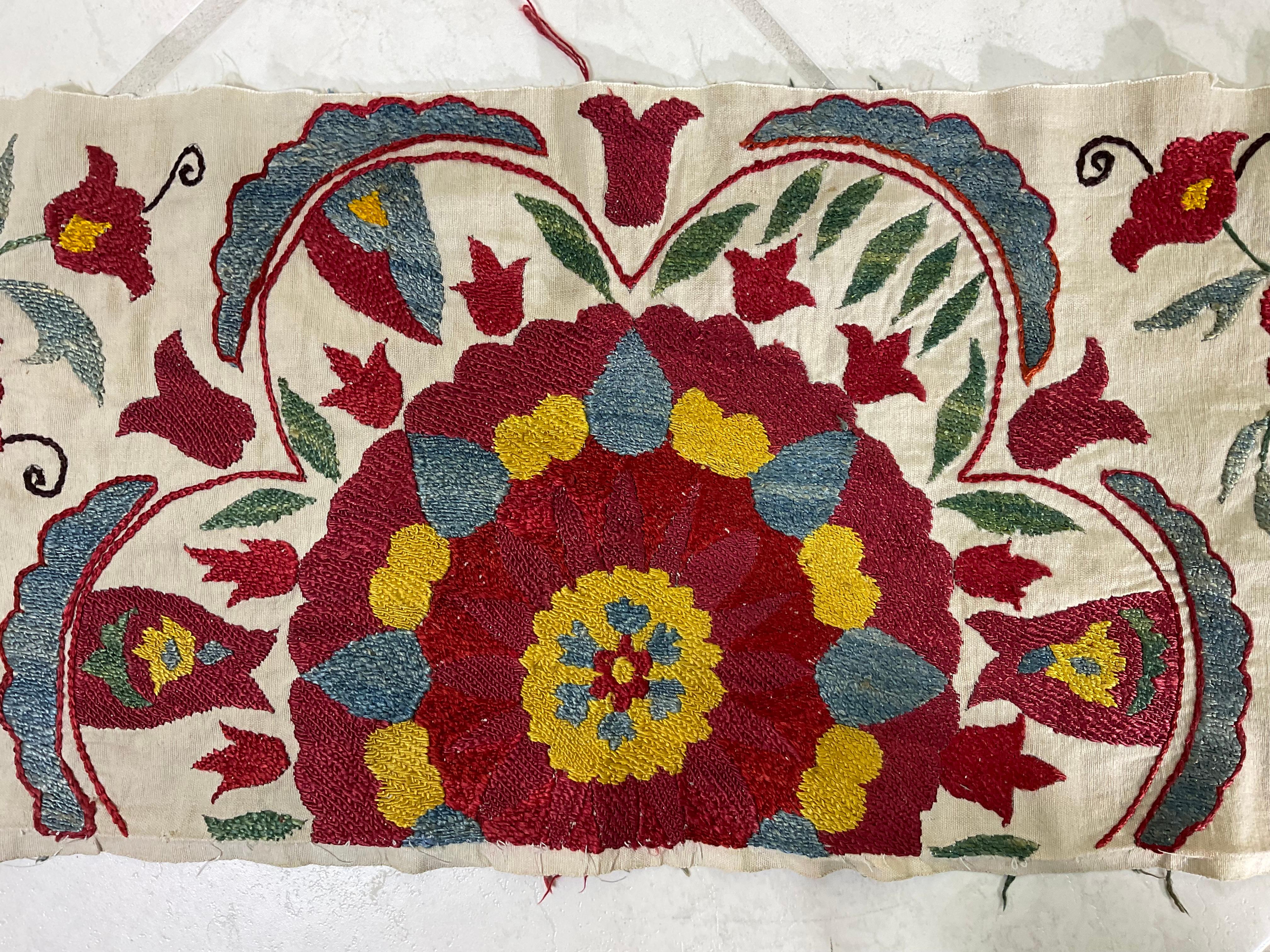 20th Century Vintage  Silk Embroidery Suzani Textile For Sale