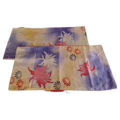 Set of (2) Vintage Silk Floral Kimono Sleeves Double-Sided Textiles