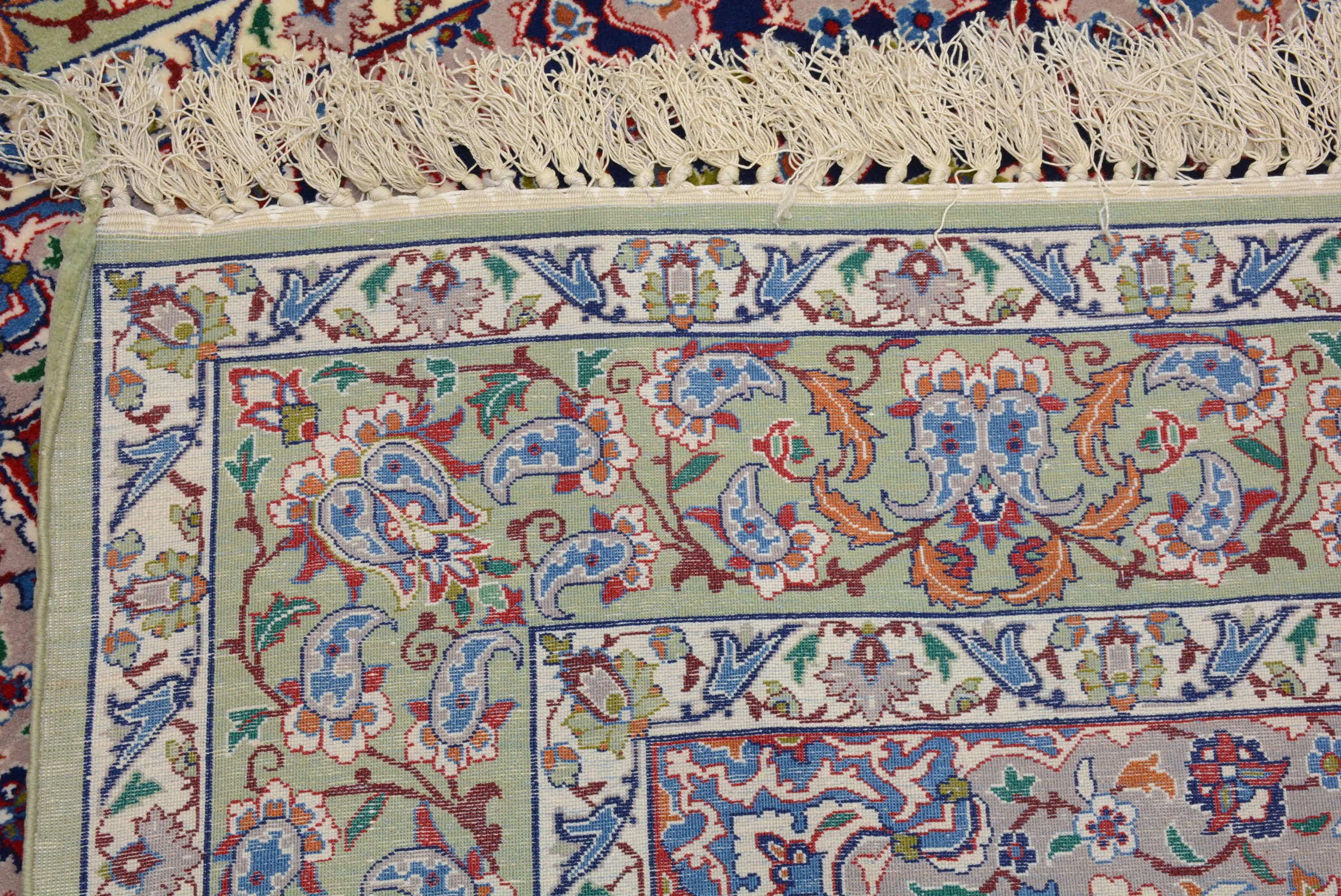 Wool Vintage Silk Foundation Isfahan Rug  For Sale