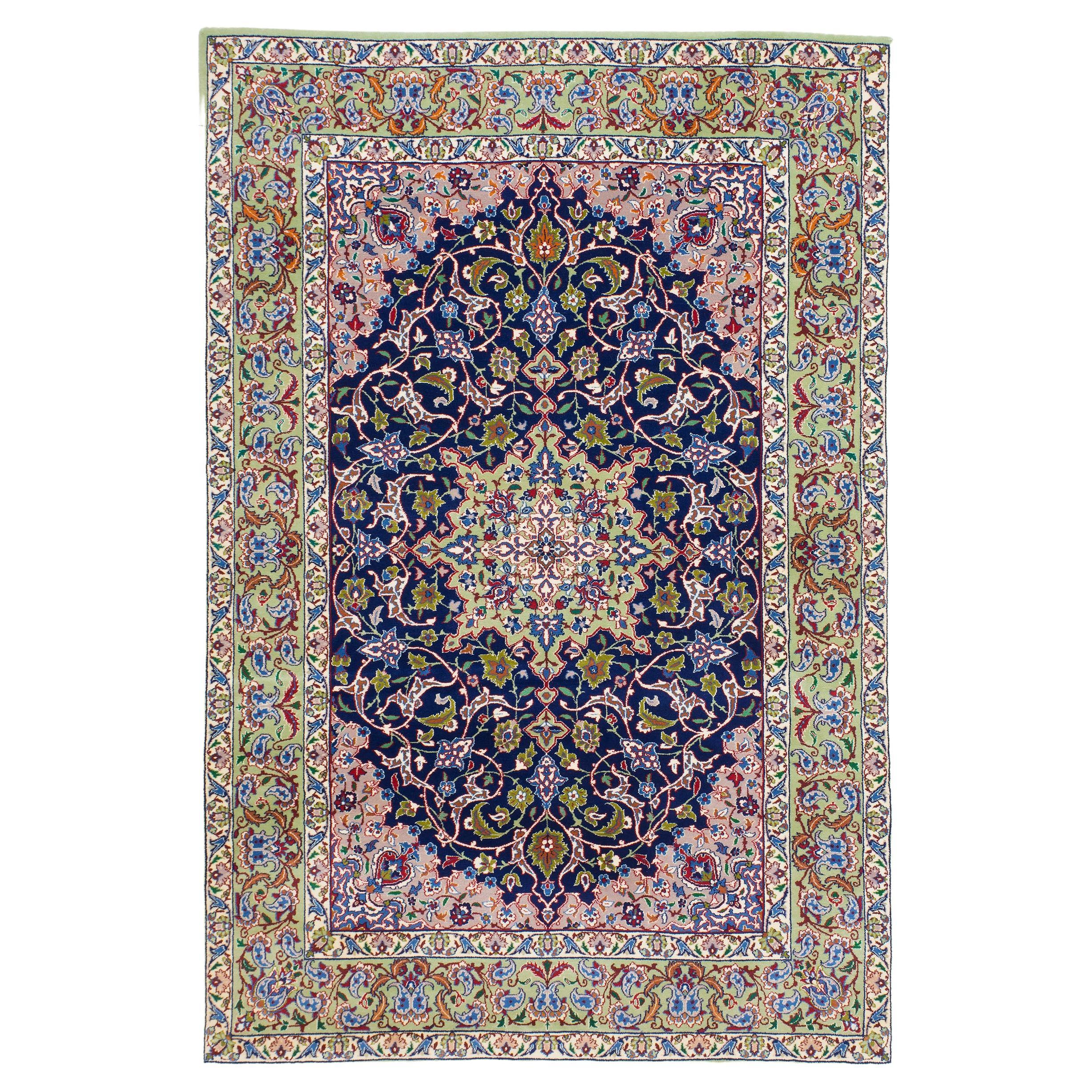 Vintage Silk Foundation Isfahan Rug  For Sale