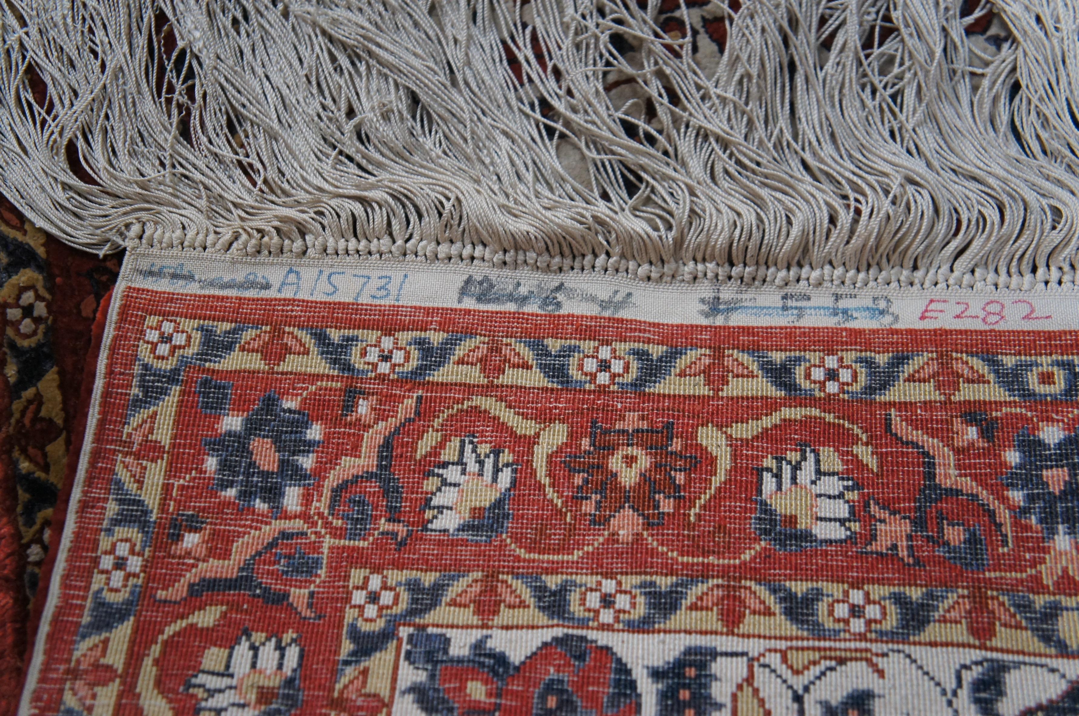 Vintage Silk Hand Knotted Floral All Over Area Rug Carpet Mat 4' 7