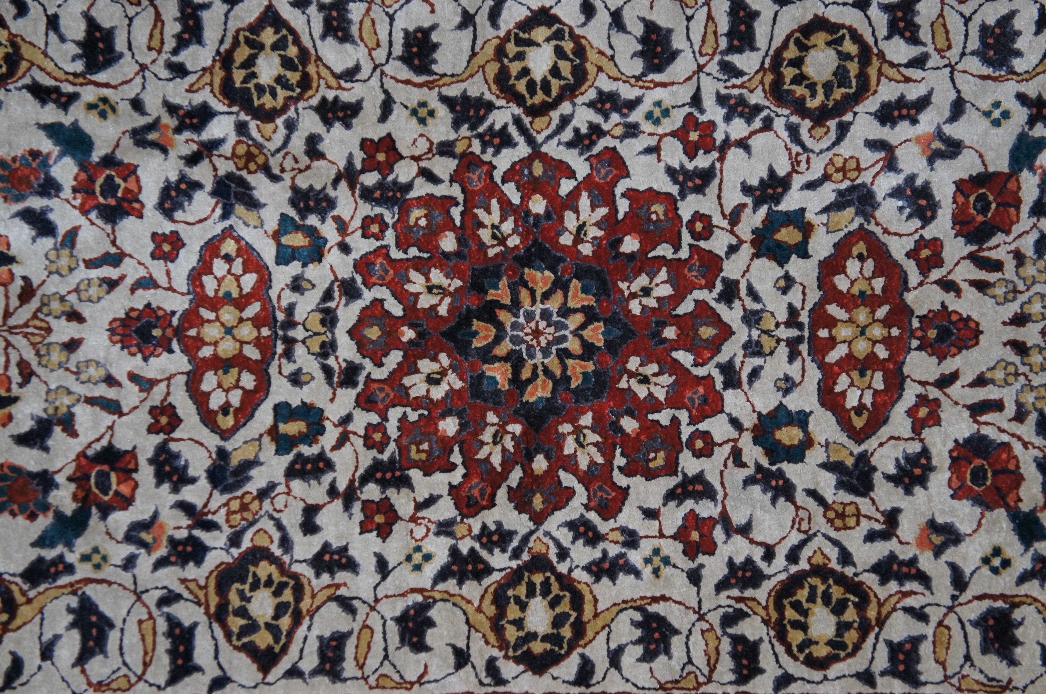 Vintage Silk Hand Knotted Floral All Over Area Rug Carpet Mat 4' 1