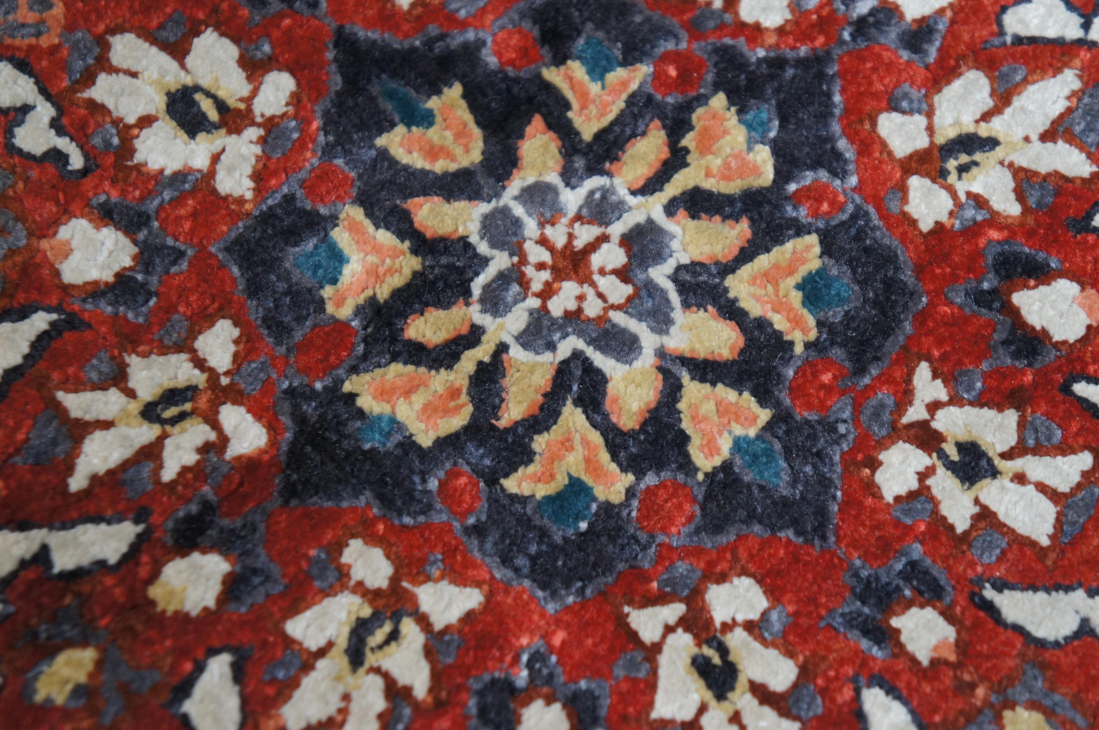 Vintage Silk Hand Knotted Floral All Over Area Rug Carpet Mat 4' 4