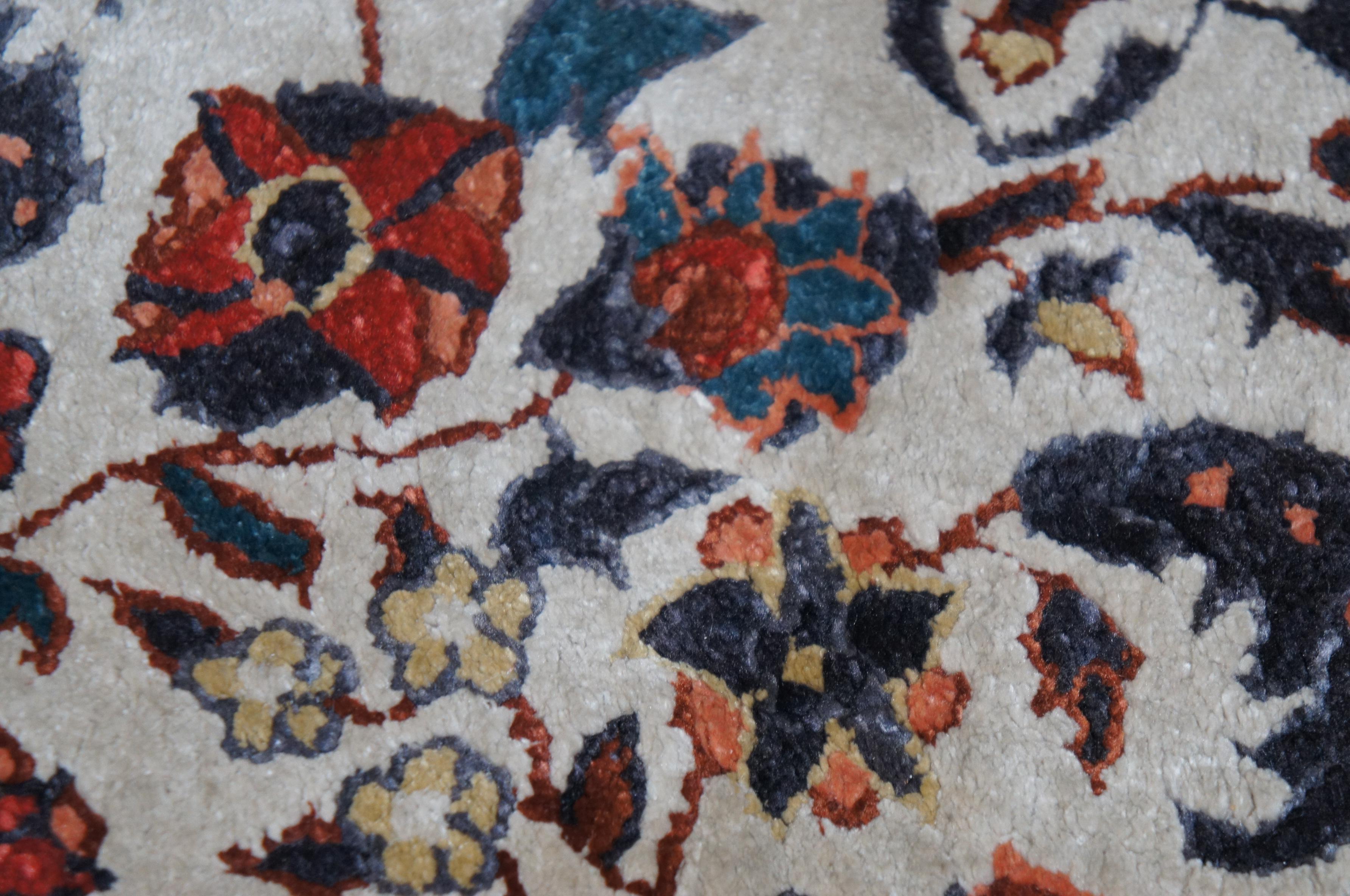 Vintage Silk Hand Knotted Floral All Over Area Rug Carpet Mat 4' 5