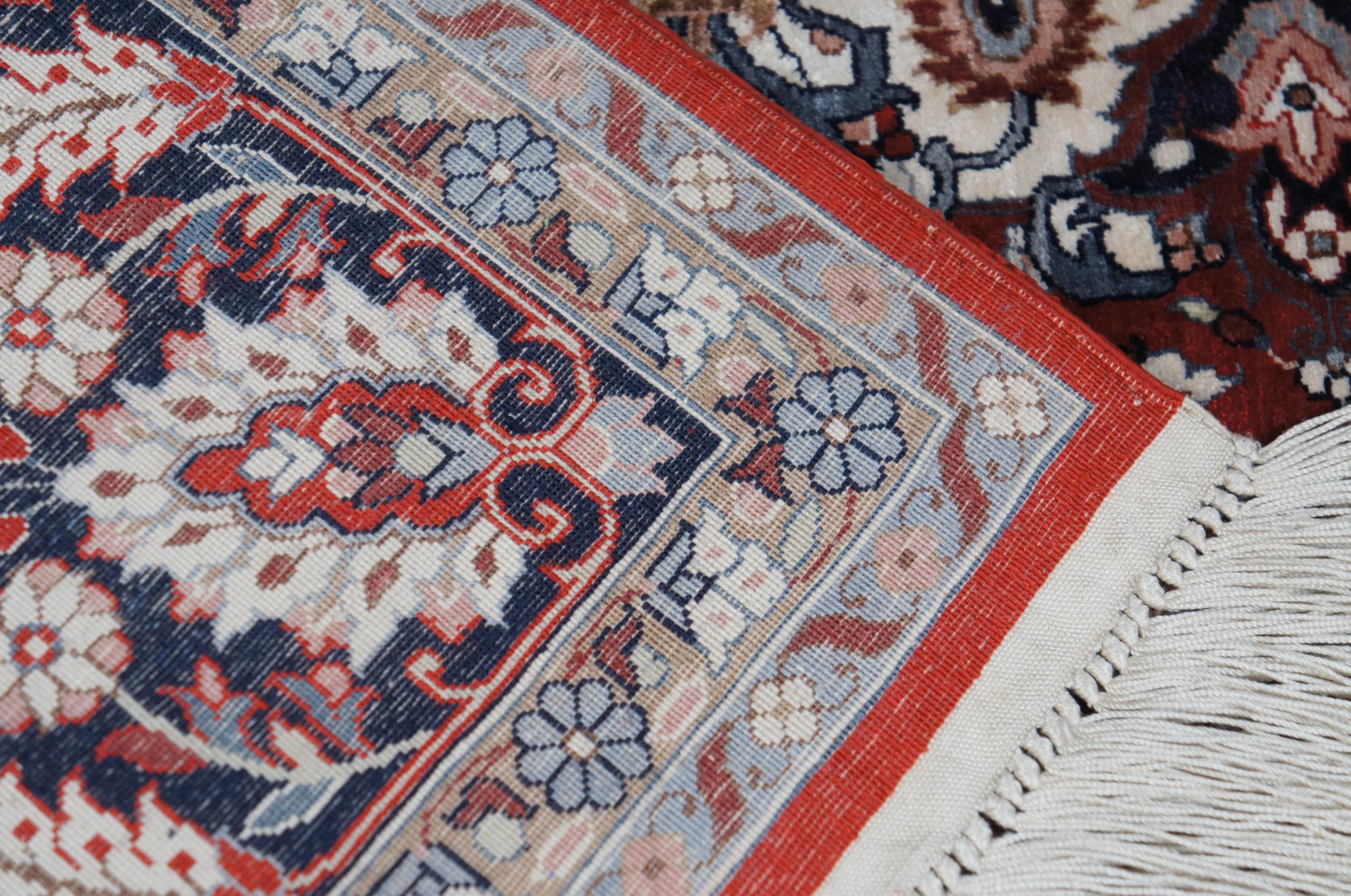 Vintage Silk Hand Knotted Persian Sino Floral Medallion Area Rug Carpet Mat 6' For Sale 6