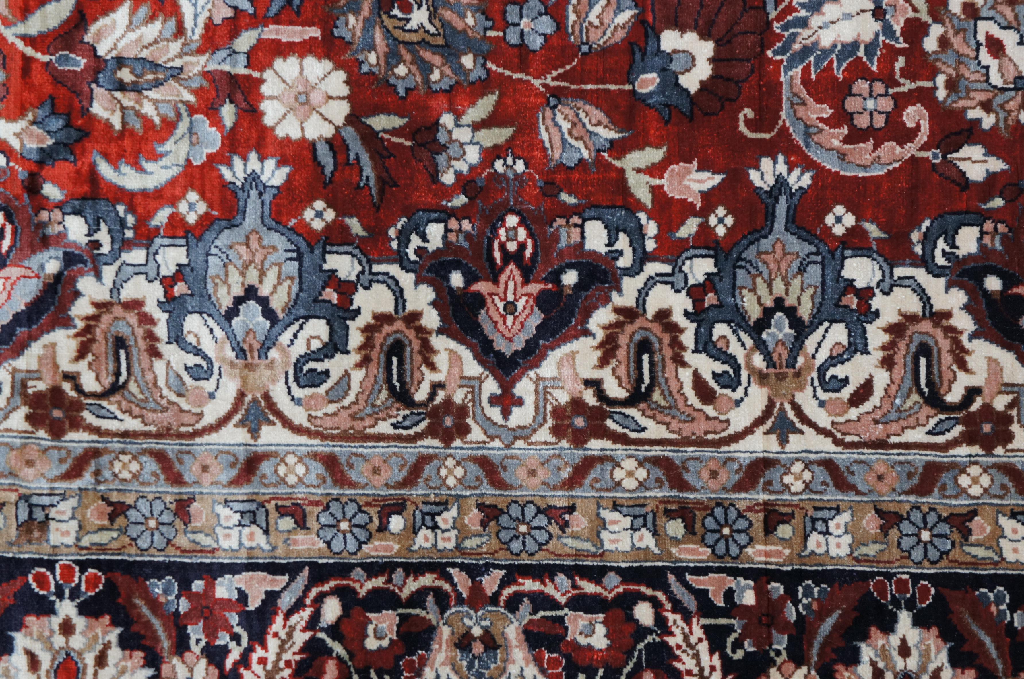 Vintage Silk Hand Knotted Persian Sino Floral Medallion Area Rug Carpet Mat 6' For Sale 3