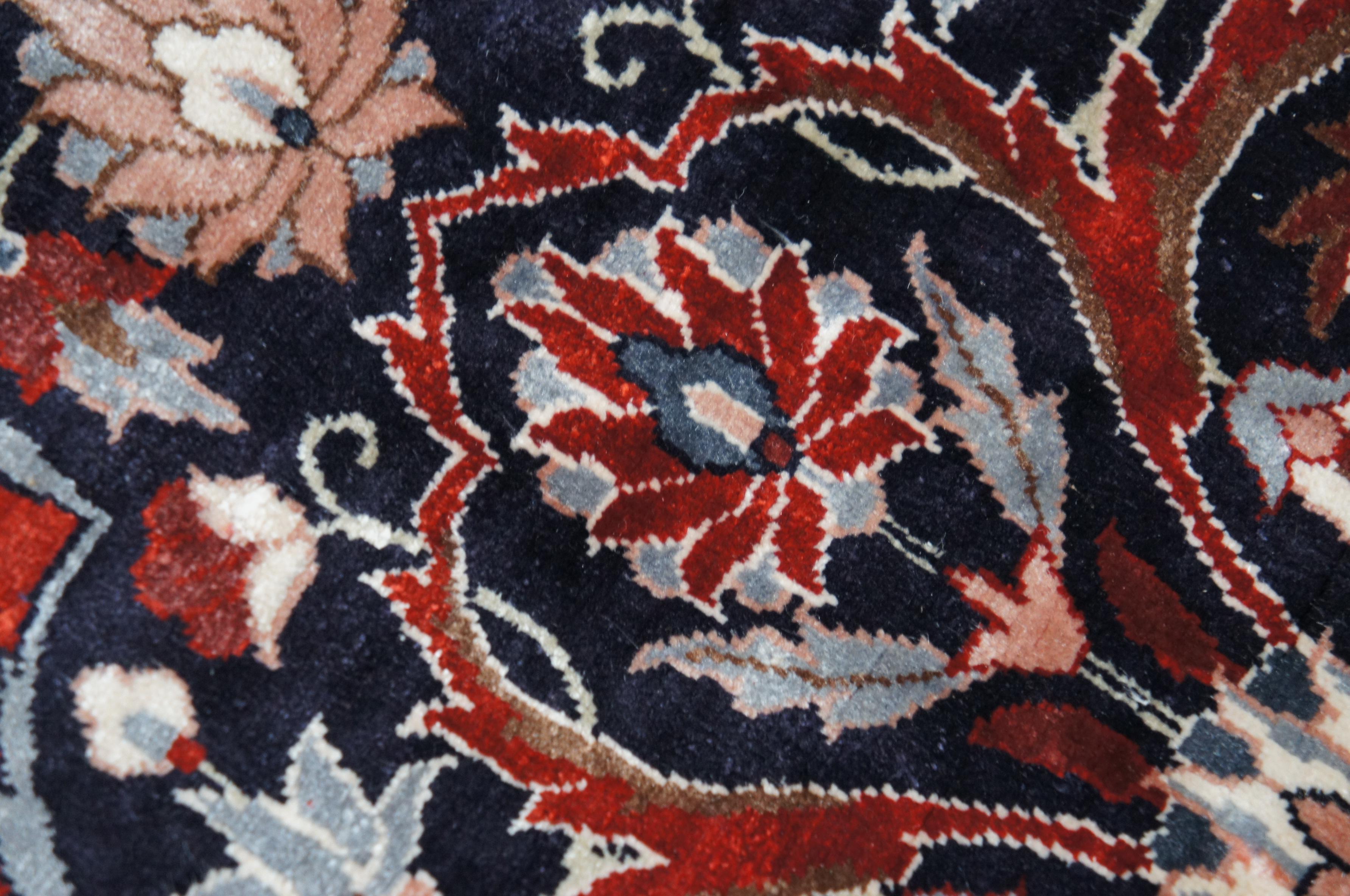 Vintage Silk Hand Knotted Persian Sino Floral Medallion Area Rug Carpet Mat 6' For Sale 4