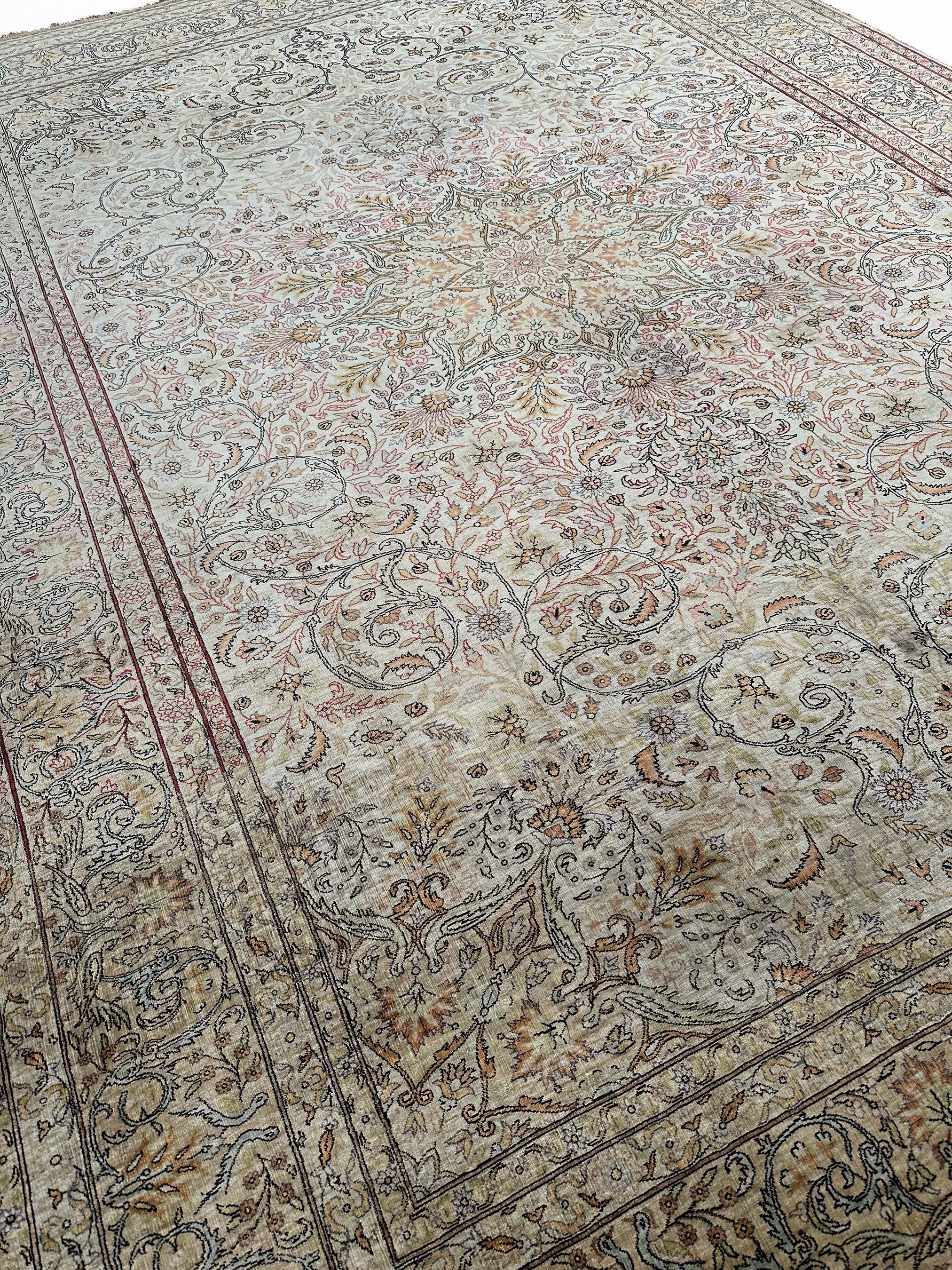 Tappeto vintage Hereke Fine 100% seta di alta qualità firmato dal museo 7x10 209x297cm in vendita 3