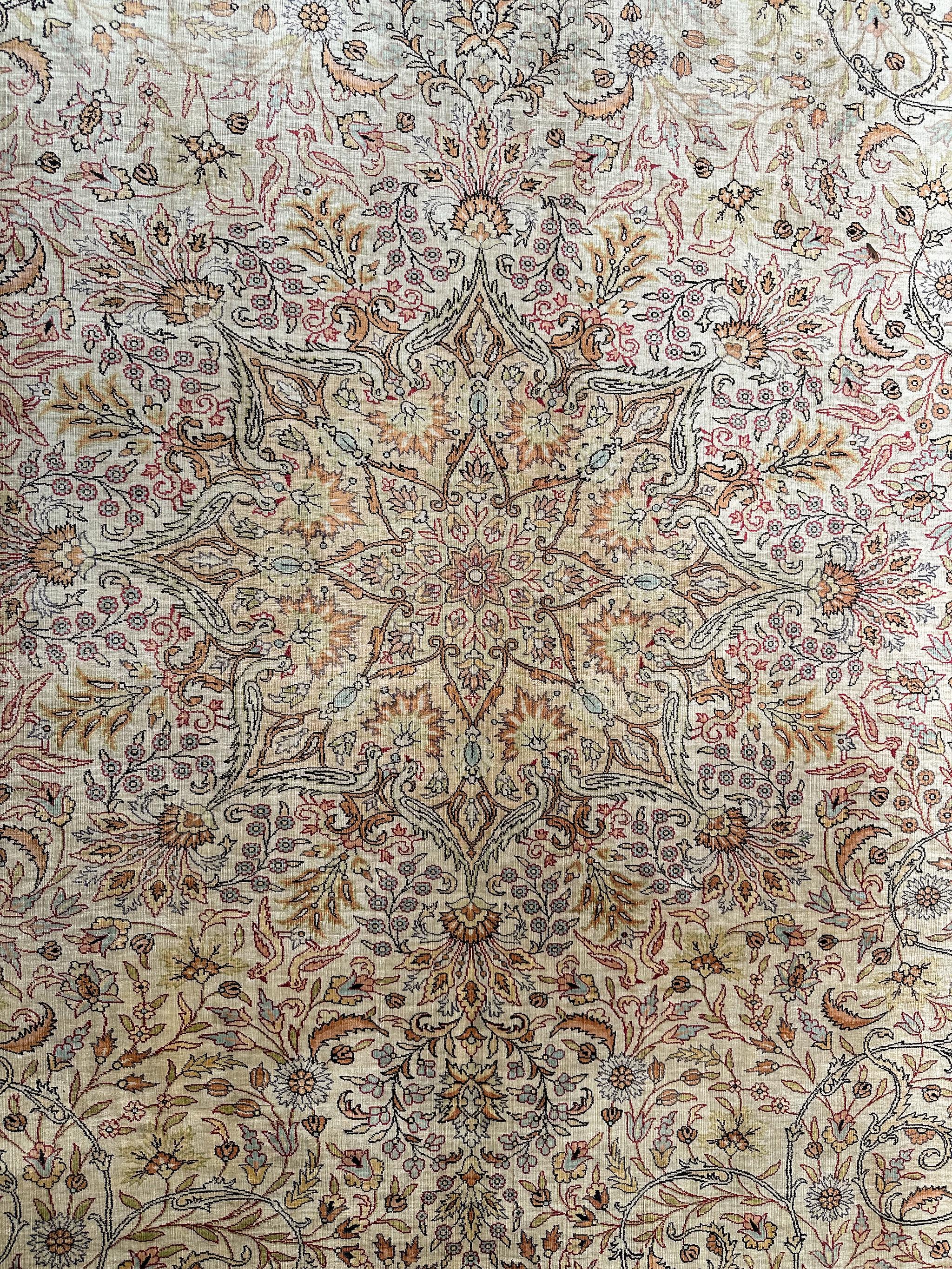 Tappeto vintage Hereke Fine 100% seta di alta qualità firmato dal museo 7x10 209x297cm in vendita 6