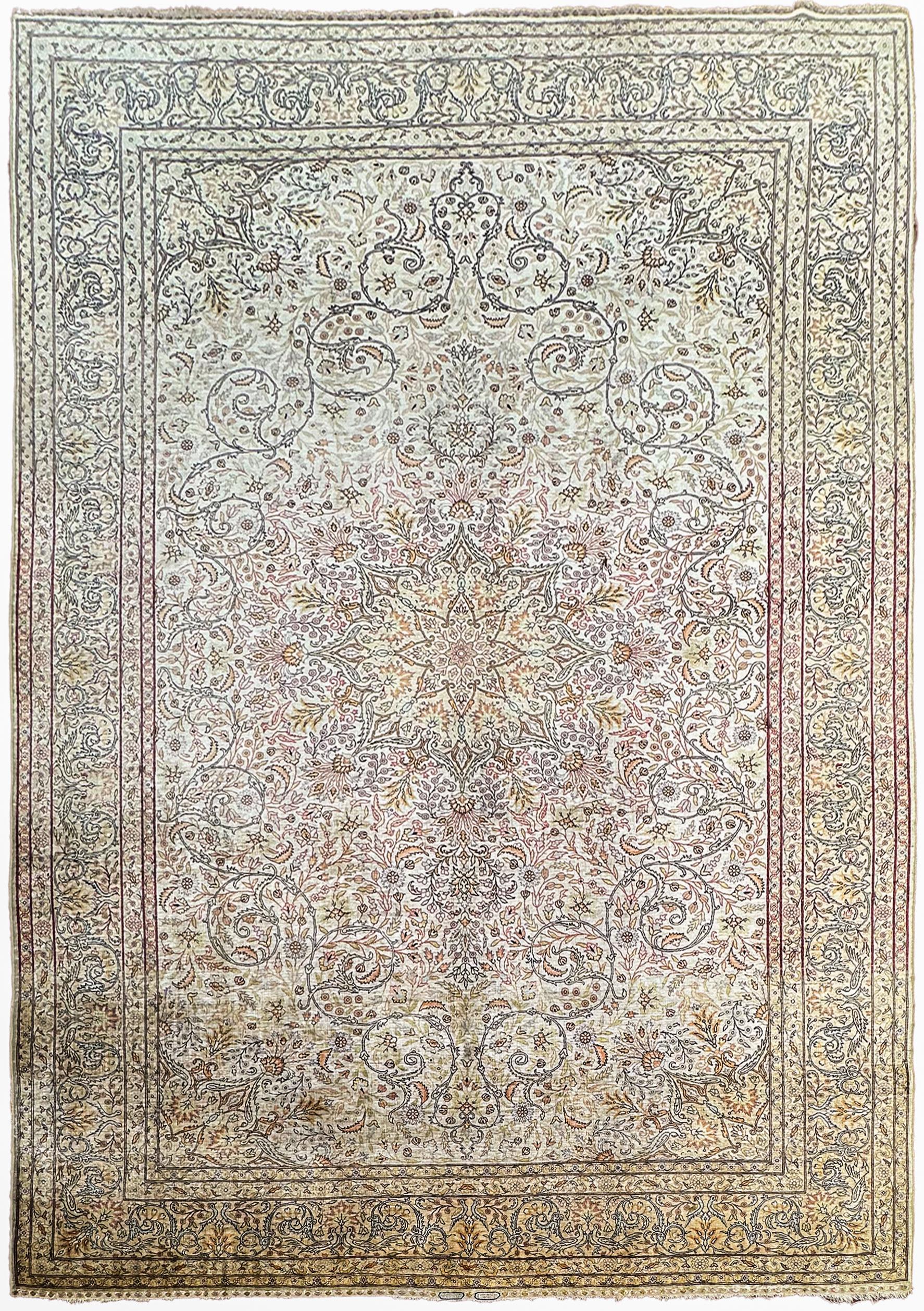 Museum Qualität Vintage Silk Hereke Fine 100% Seide Hochwertige Seide Hereke Signiert

6'10