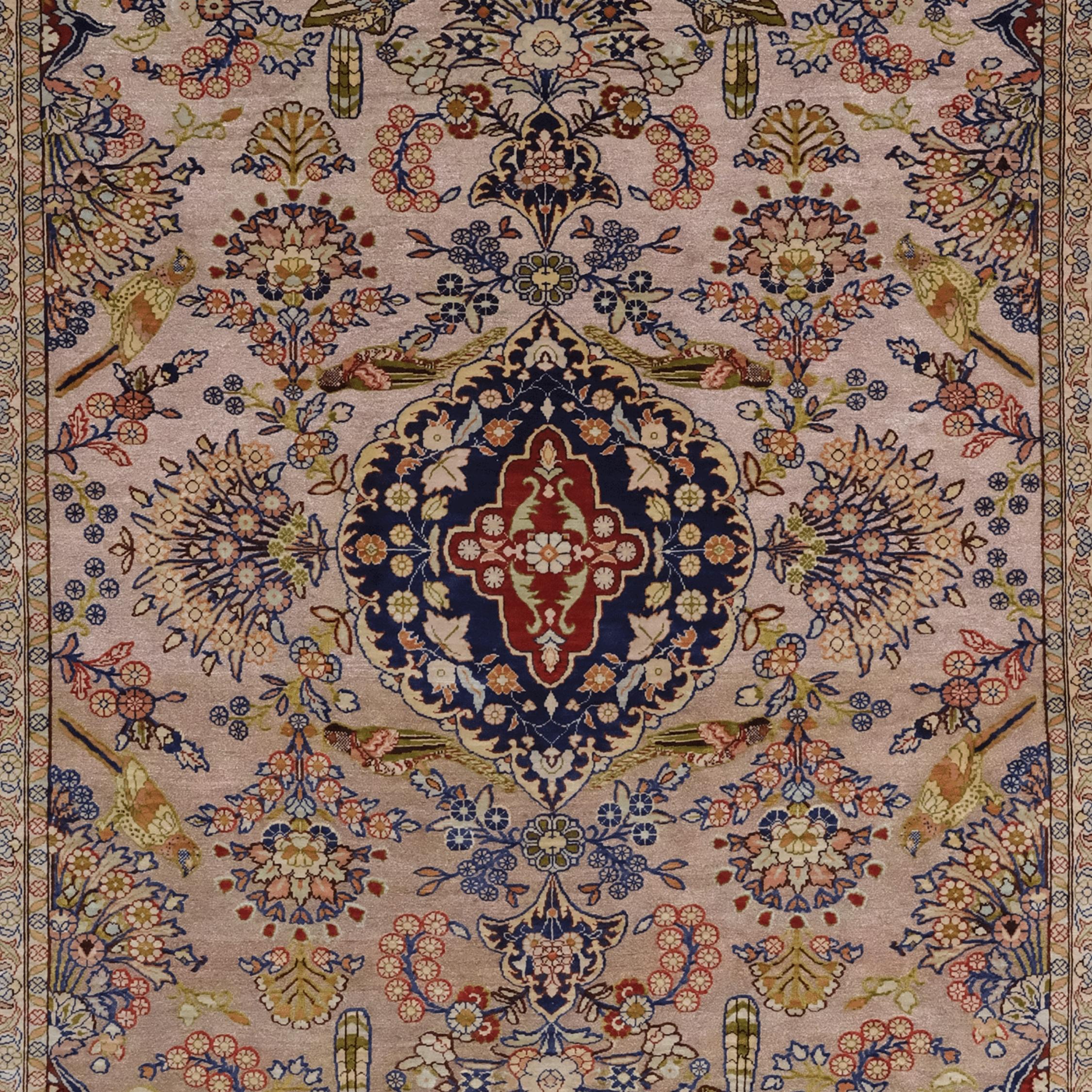 Vintage Silk Hereke Rug - Silk Rug (Türkisch) im Angebot