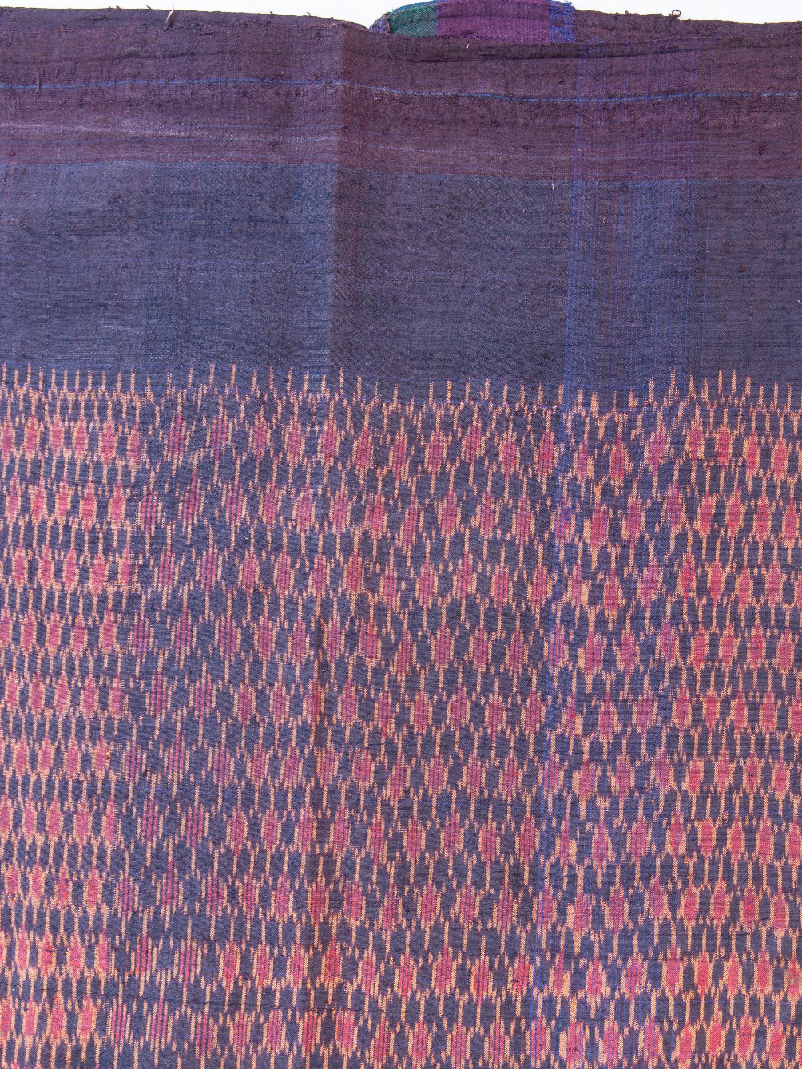 Tribal Vintage Silk Ikat Sarong from Northeast Thailand or Cambodia, Mid-20th Century