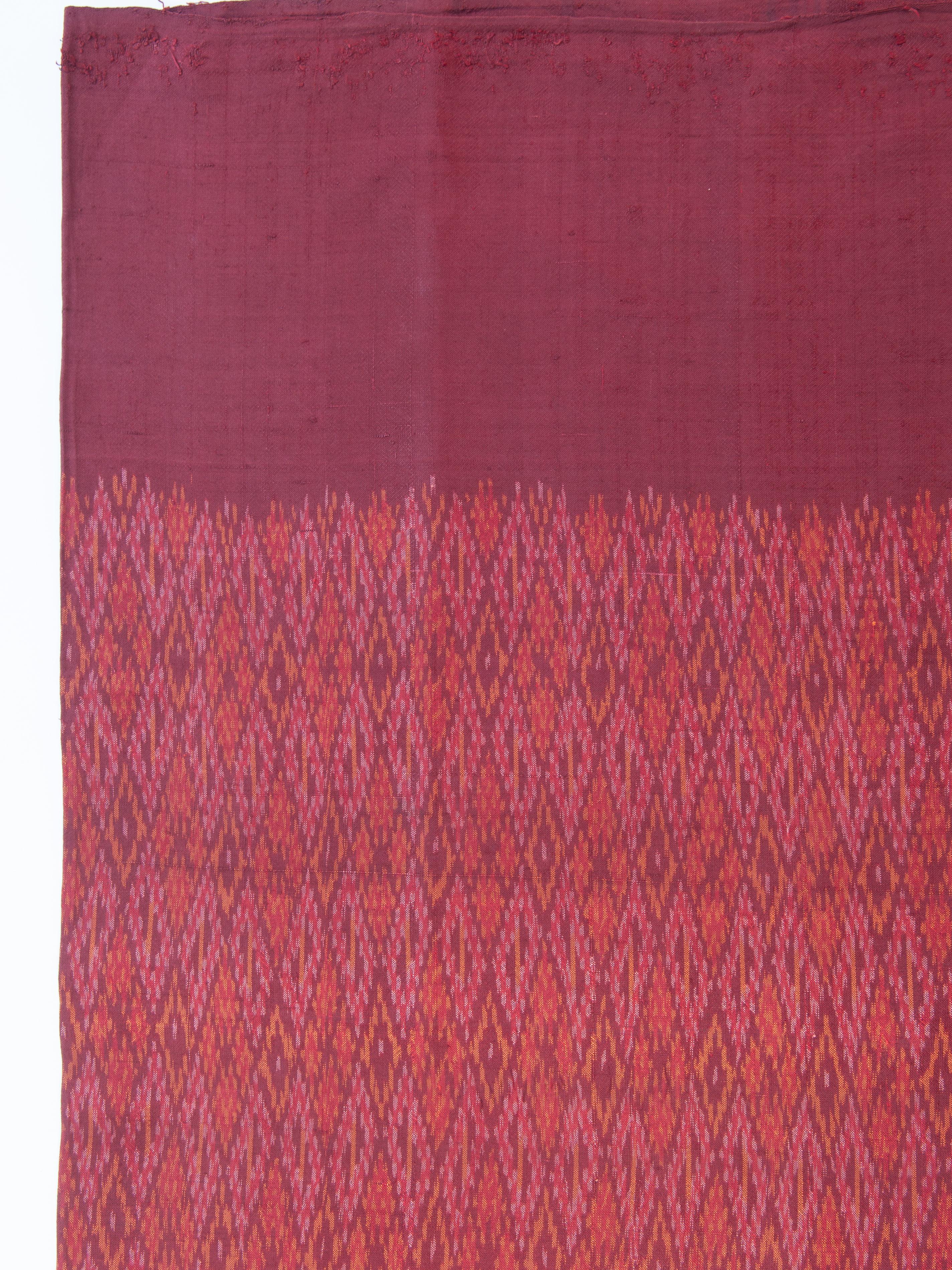 Hand-Woven Vintage Silk Ikat Sarong from Northeast Thailand or Cambodia, Mid-20th Century