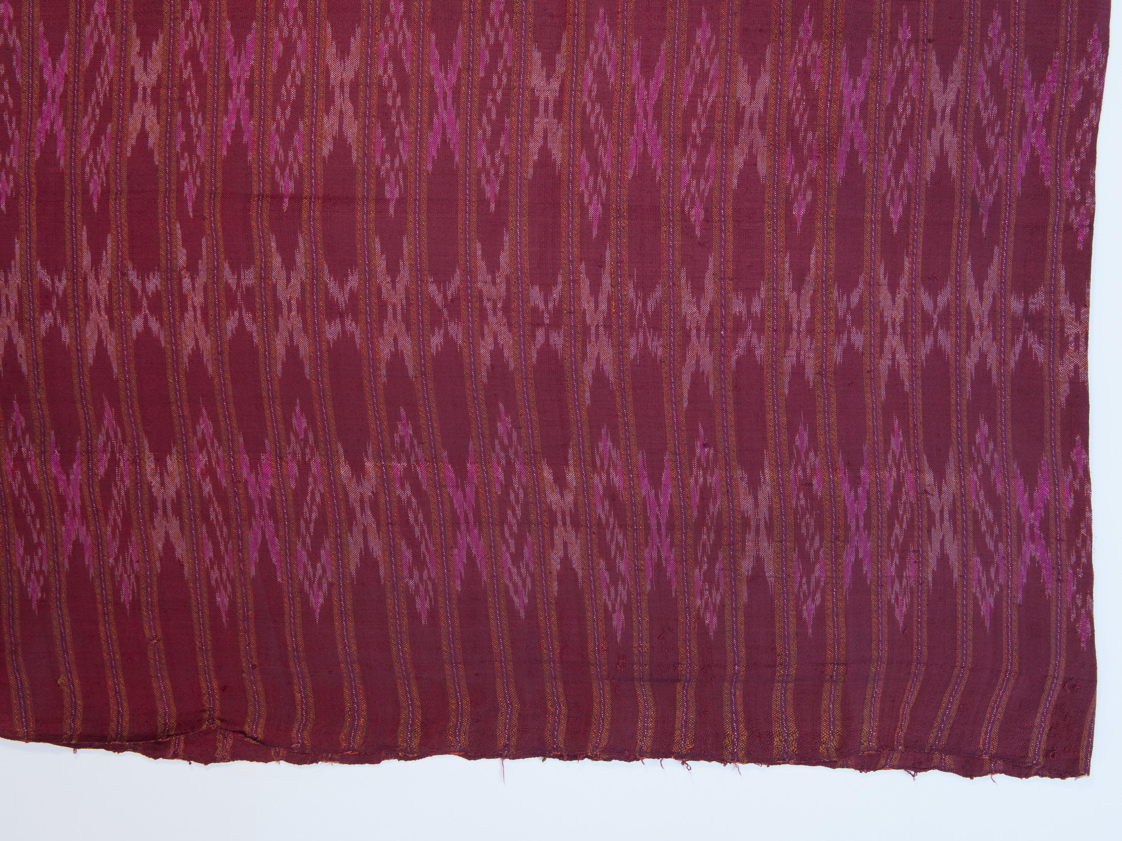 Hand-Woven Vintage Silk Ikat Sarong from Northeast Thailand or Cambodia, Mid-20th Century