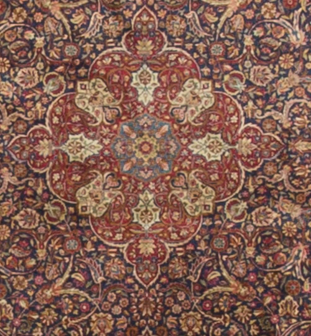 This finely handwoven silk Kashan, circa 1930 has truly remarkable detail and attains to the skill of the weavers in creating this glorious tug. It will bring delight either on the floor or hung on a wall.