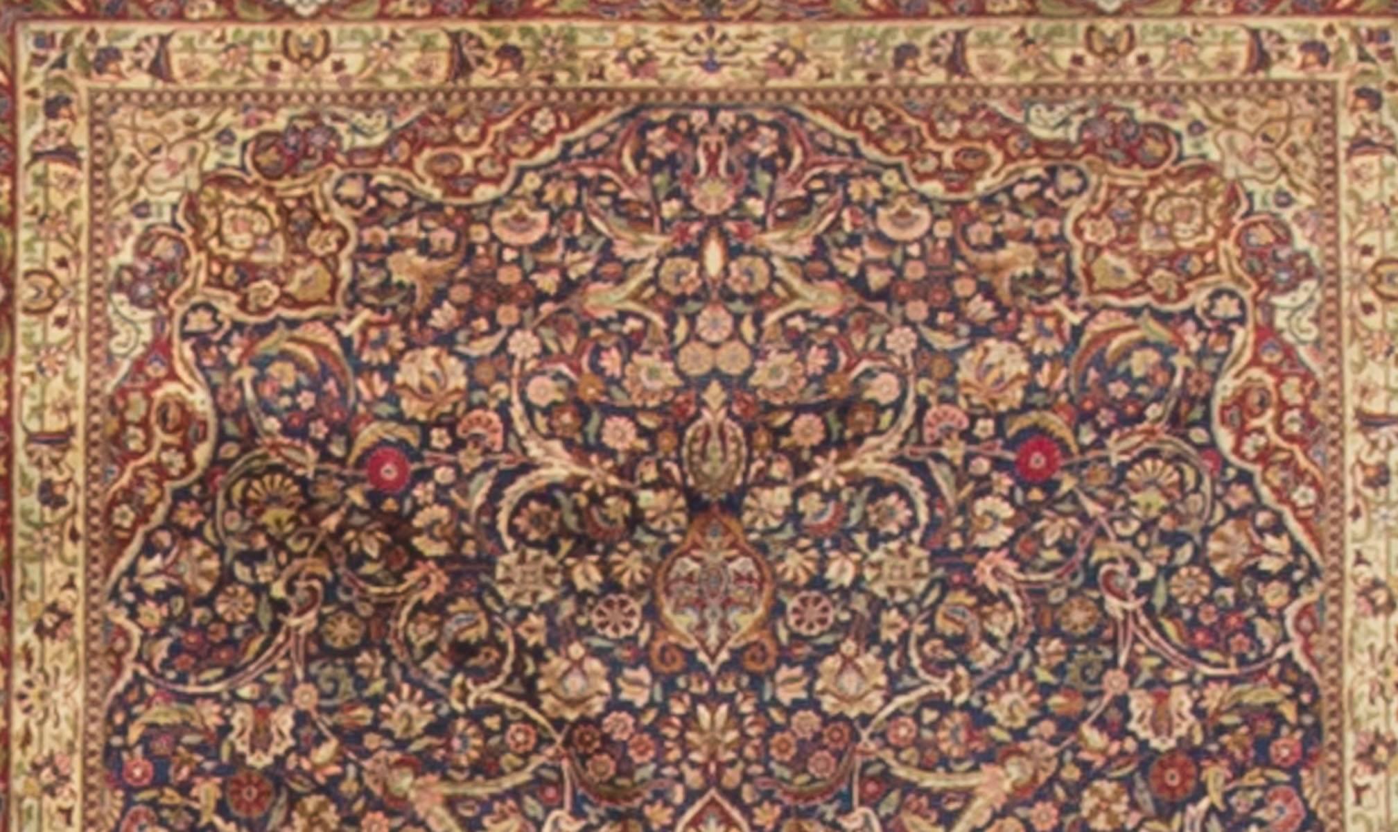 Persian Vintage Silk Kashan Rug For Sale