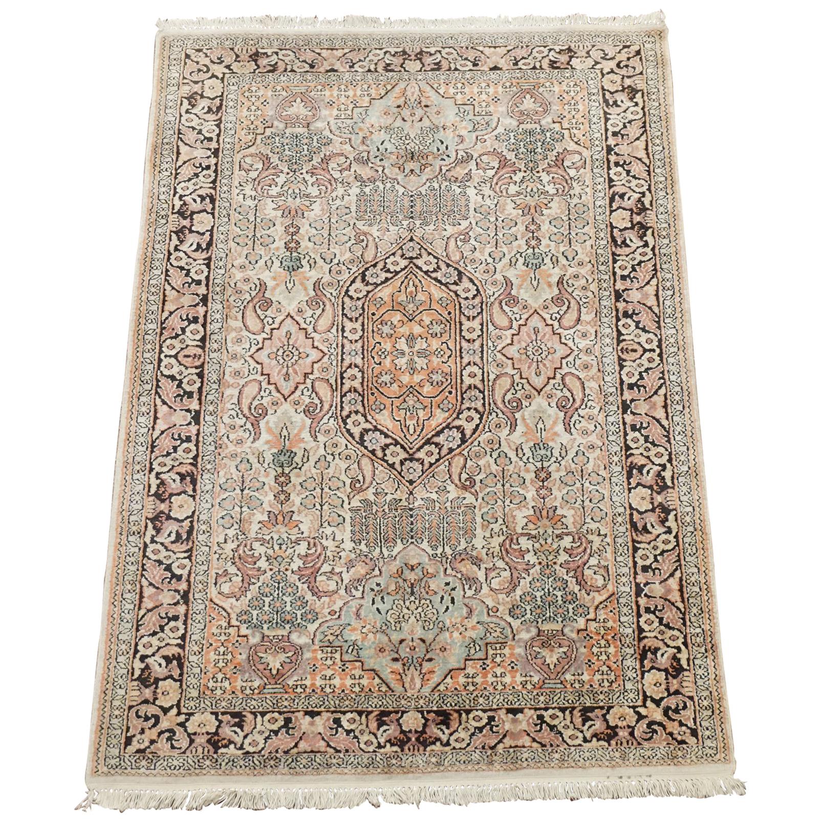 Vintage Silk Kashmir Rug For Sale