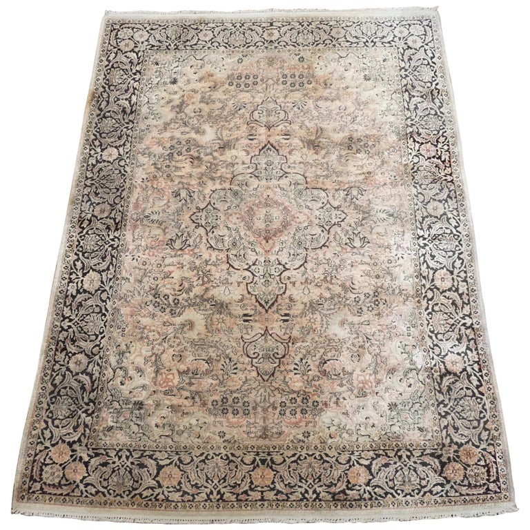 Vintage Silk Kashmir Rug For Sale at 1stDibs