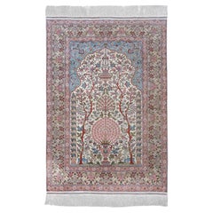 Tapis vintage en soie de Kayseri - Milieu du 20e siècle