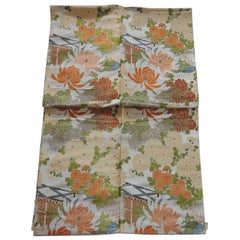 Vintage Silk Orange and Yellow Obi Textile Panel