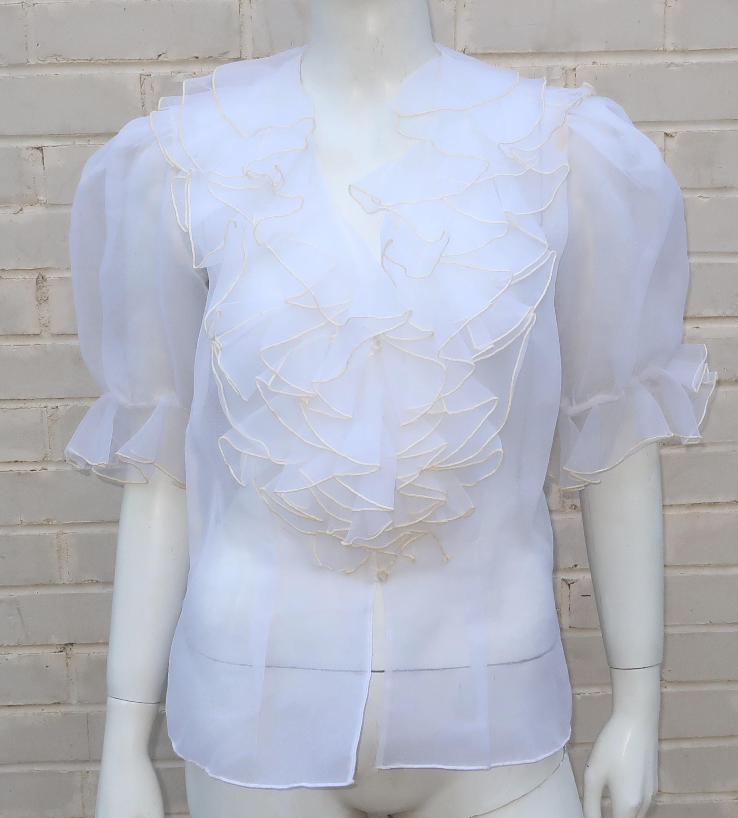 ruffled organza blouse