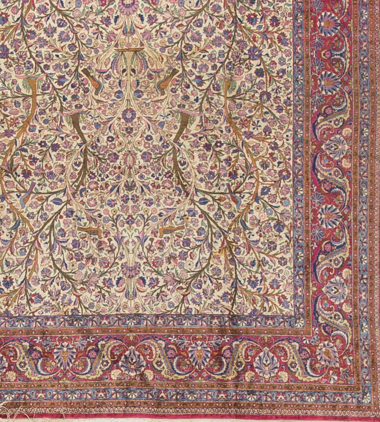 Persiano Tappeto vintage in seta persiana Kashan 6'9 x 9'10 in vendita