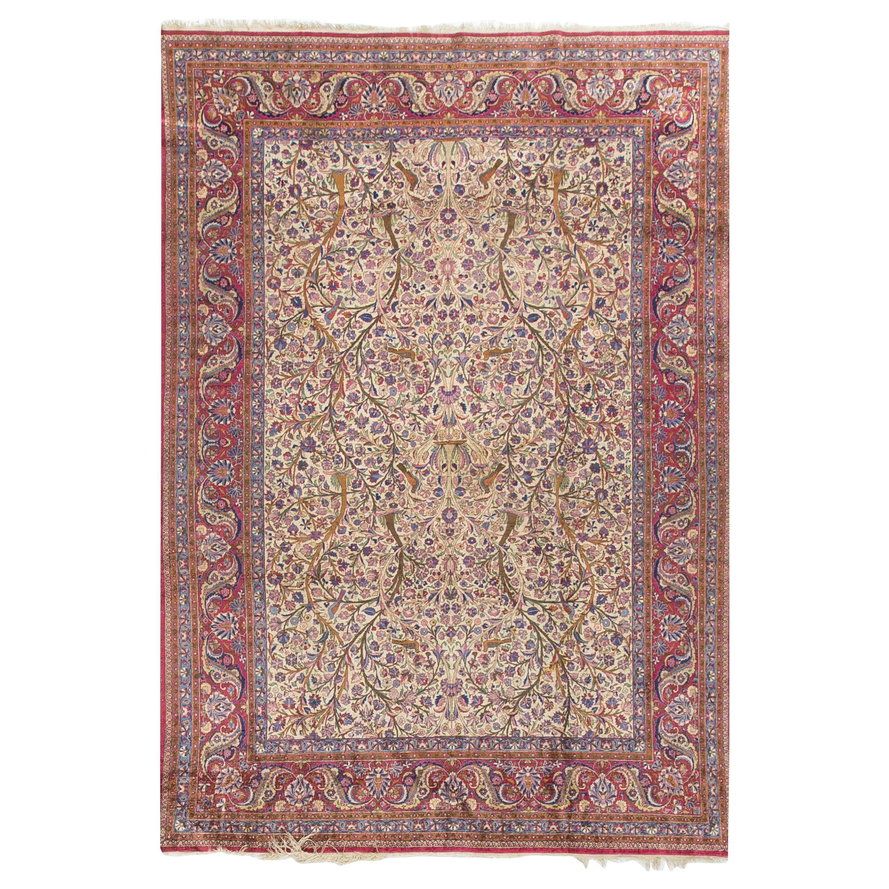 Vintage Silk Persian Kashan Rug Carpet 6'9 x 9'10