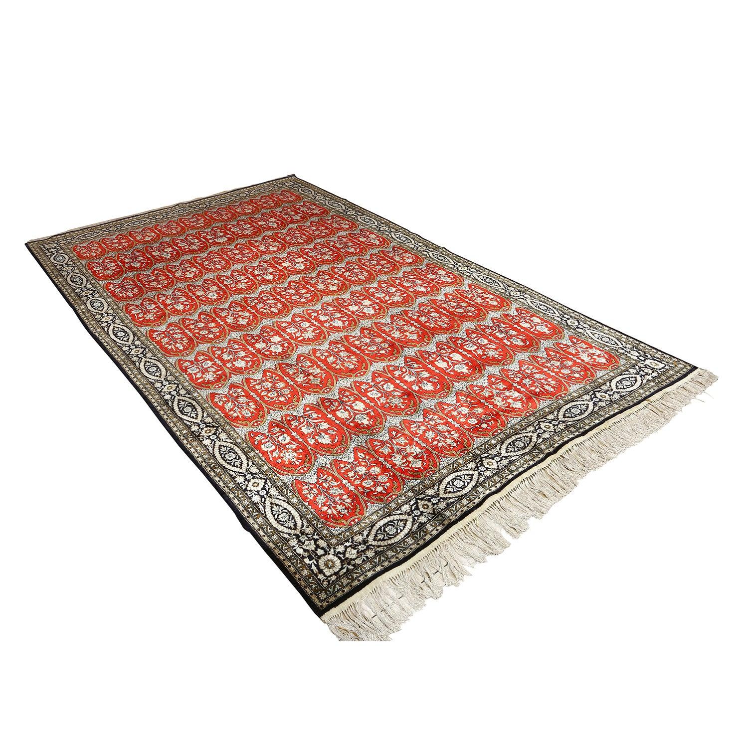 Persiano Tappeto persiano vintage Qom Pair in pura seta - Dimensioni: 7' X 11'1 in vendita