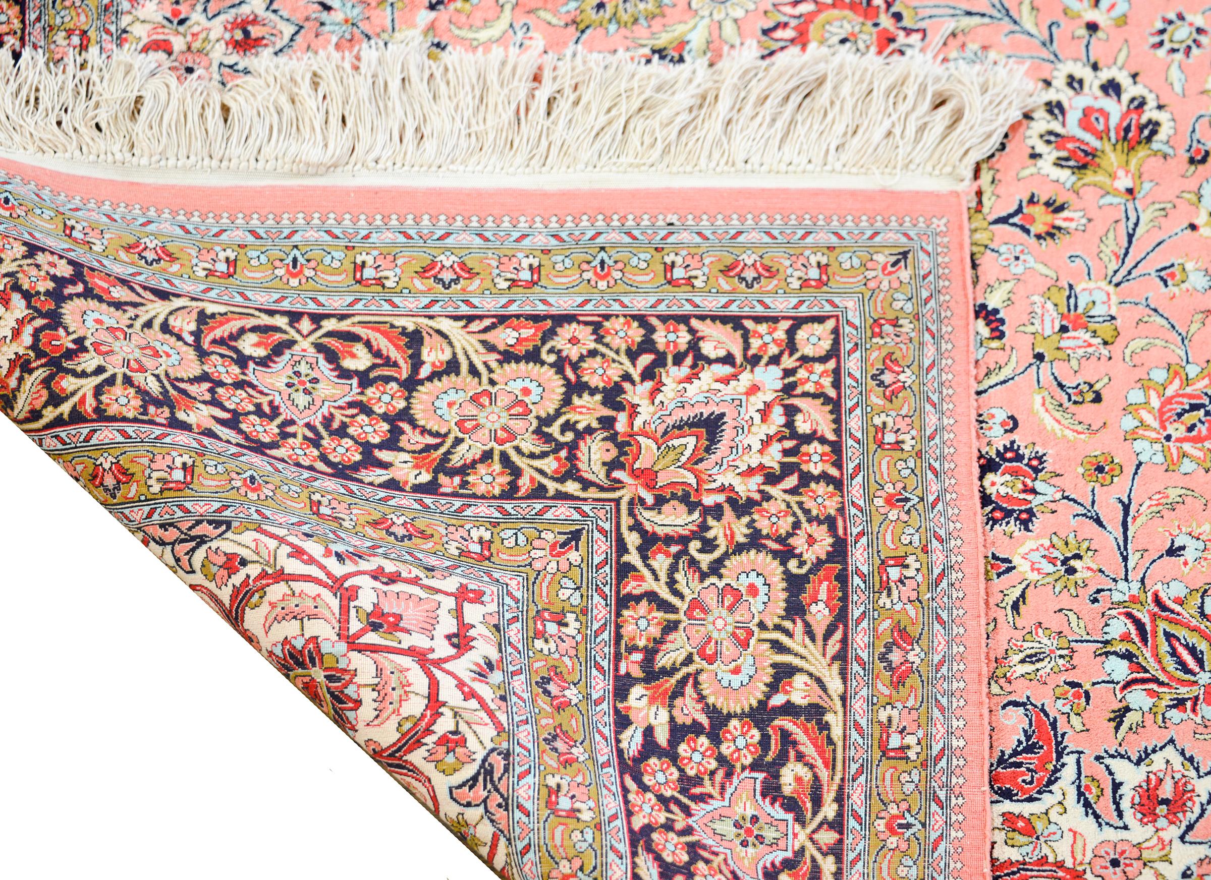 Vintage Silk Persian Qum Rug For Sale 6