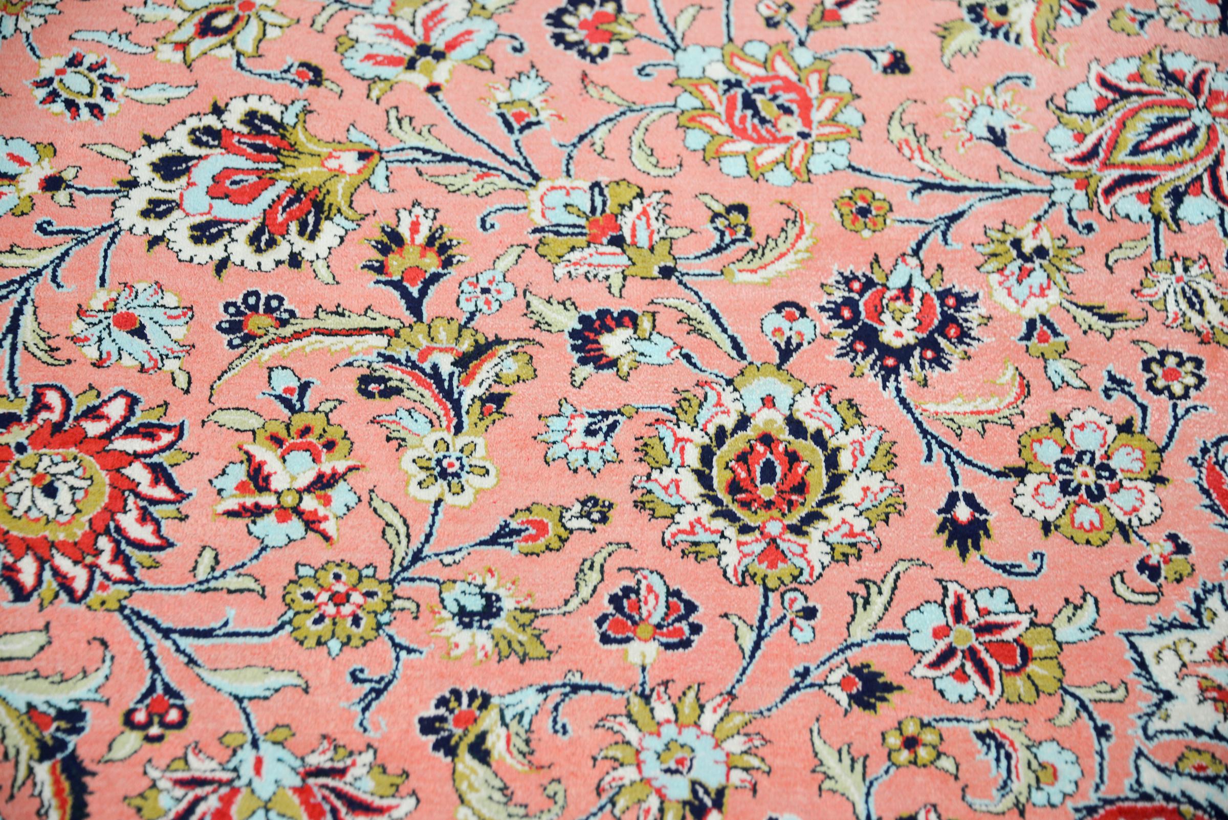Vintage Silk Persian Qum Rug For Sale 1