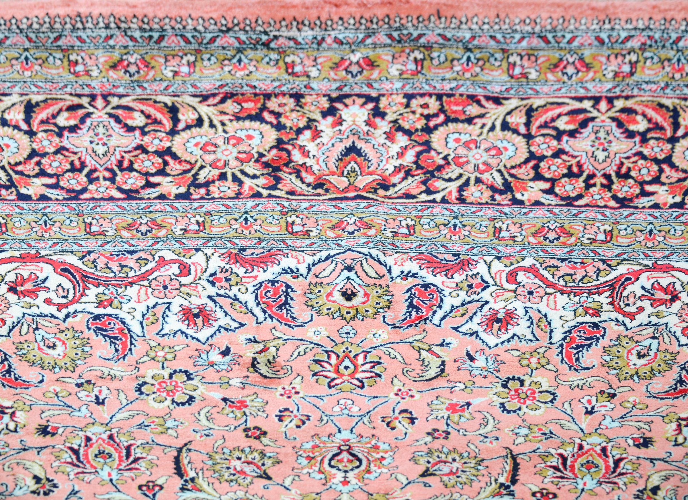 Vintage Silk Persian Qum Rug For Sale 4