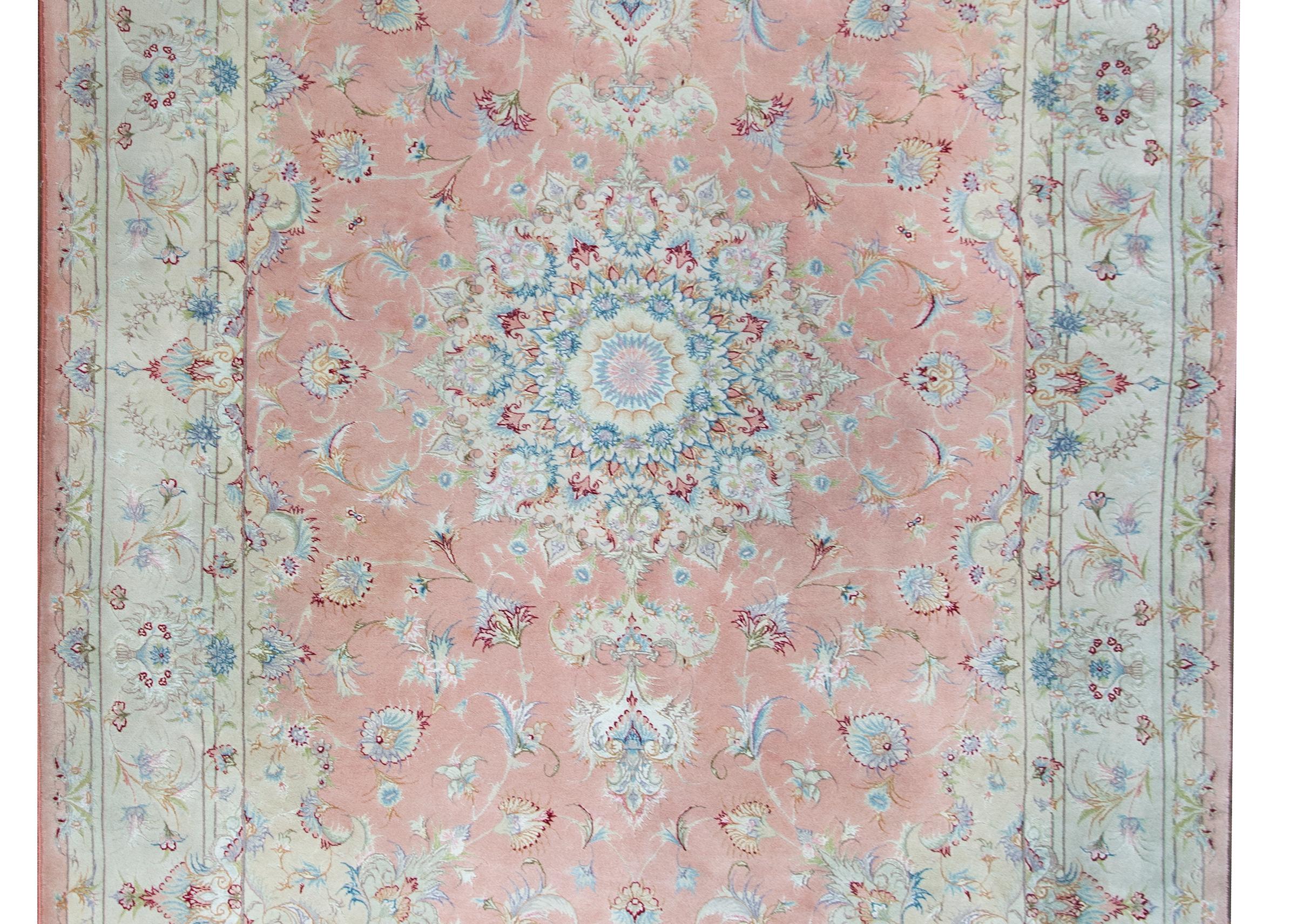 Persischer Tabriz-Teppich aus Seide (Handgeknüpft) im Angebot