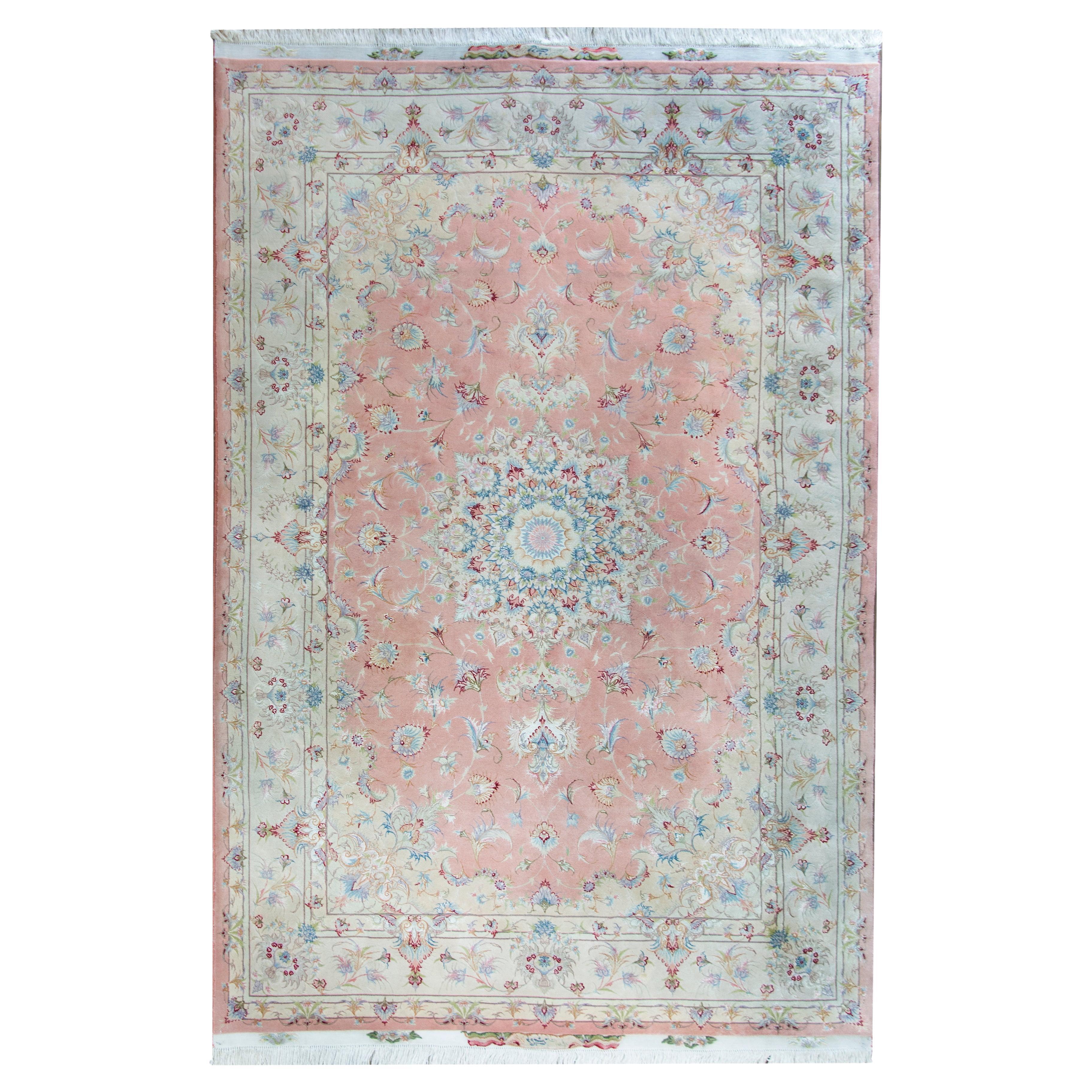 Persischer Tabriz-Teppich aus Seide im Angebot