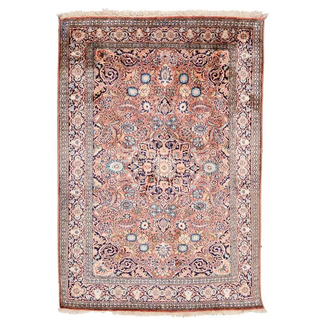 Vintage Embroidered Silk Rug with Victorian Gothic Style For Sale at ...