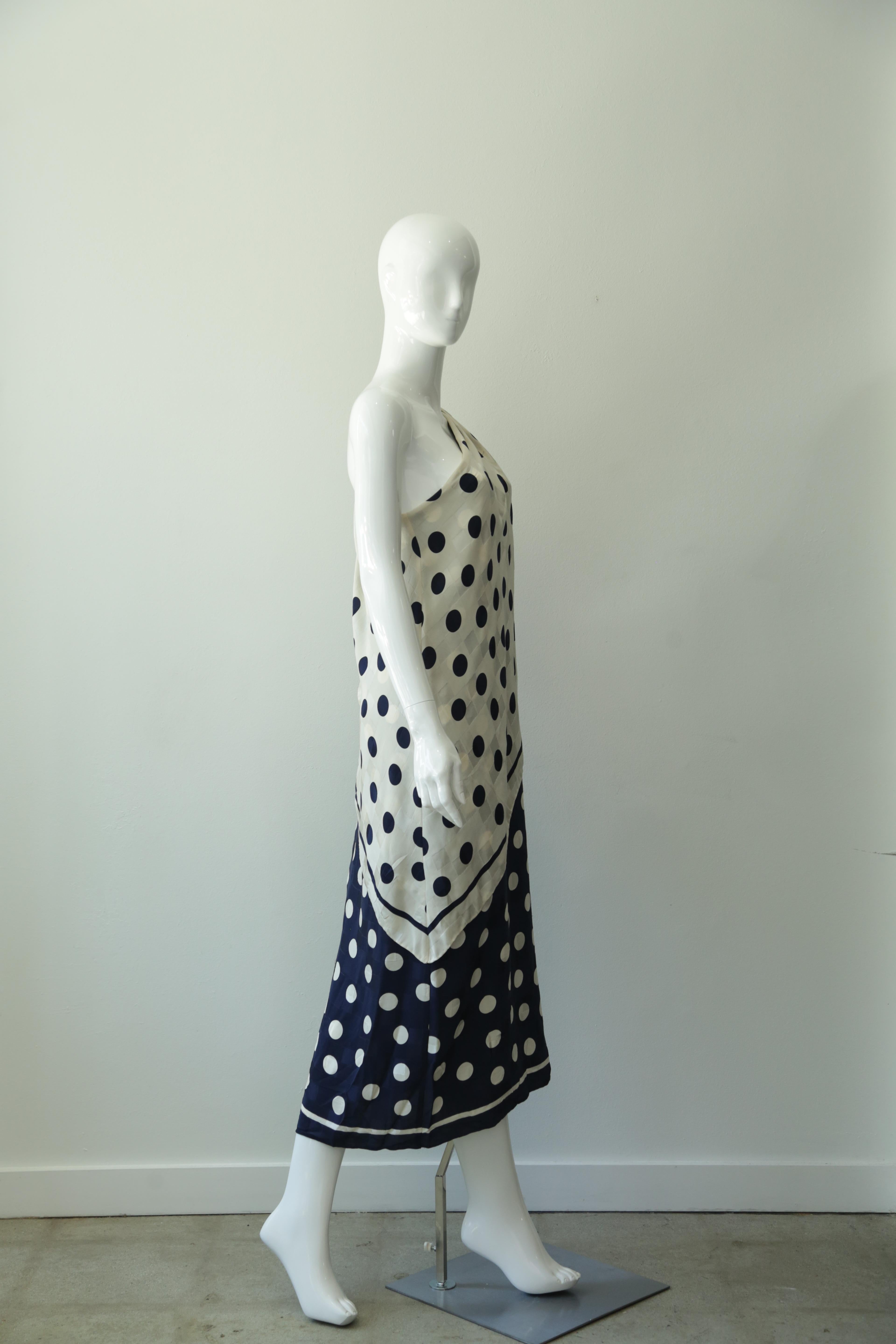 Vintage Silk Polka-Dot One Shoulder Dress  1