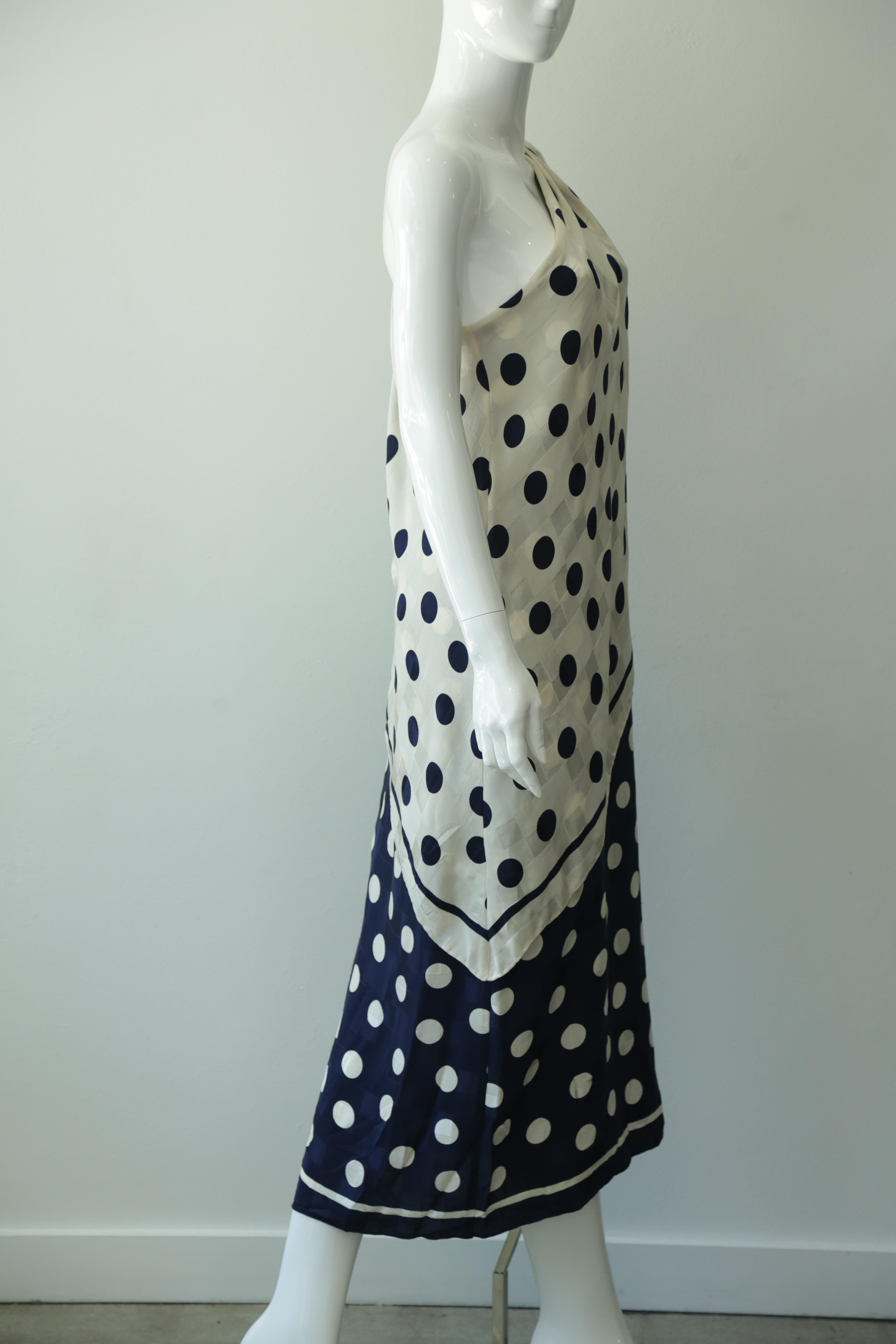 Vintage Silk Polka-Dot One Shoulder Dress  2