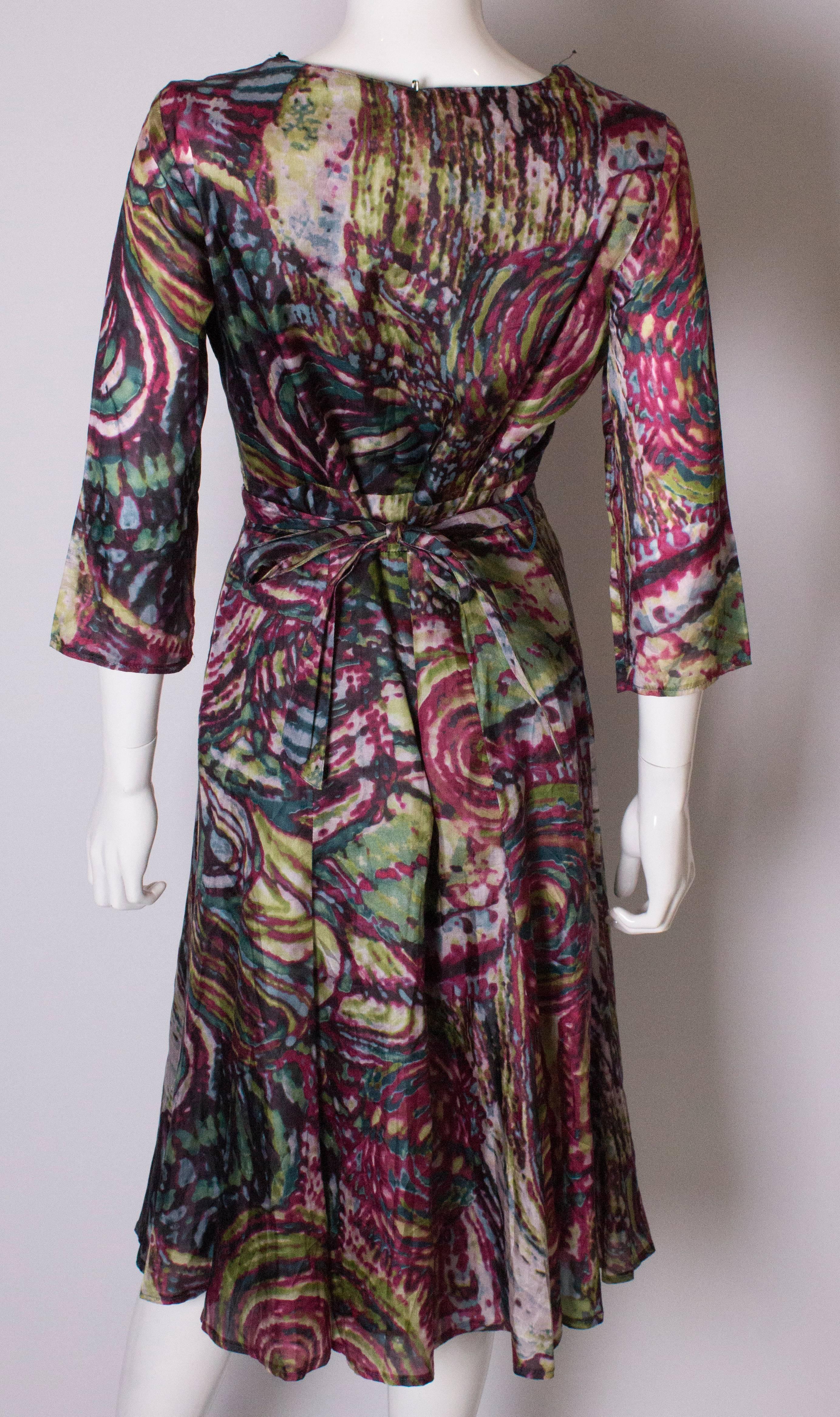  Vintage Silk Print Day Dress 1